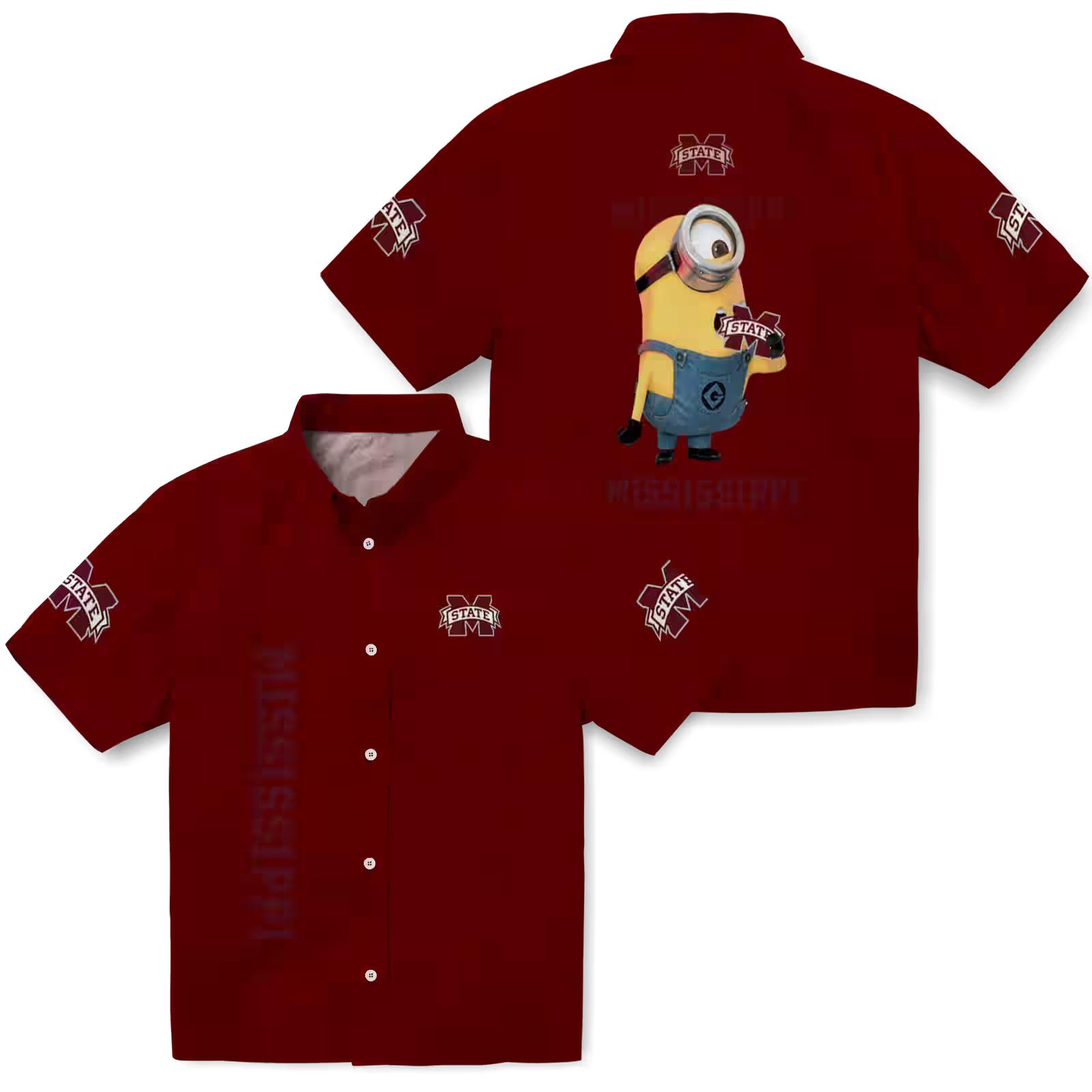 mississippi state bulldogs stuart minion maroon hawaiian shirt high quality