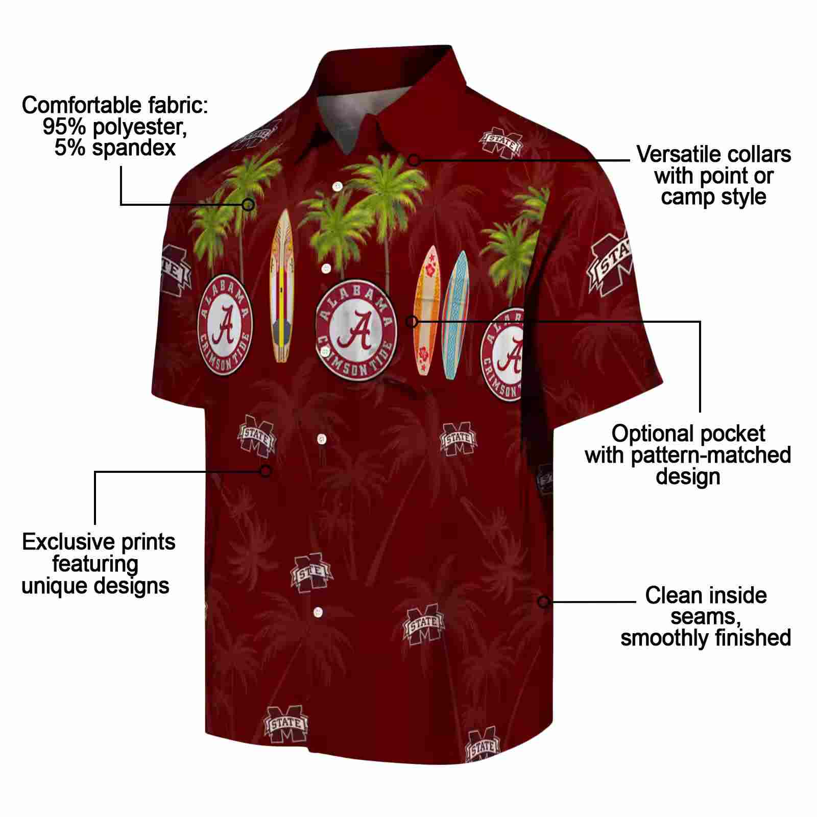 mississippi state bulldogs surfboard palm maroon hawaiian shirt new arrival