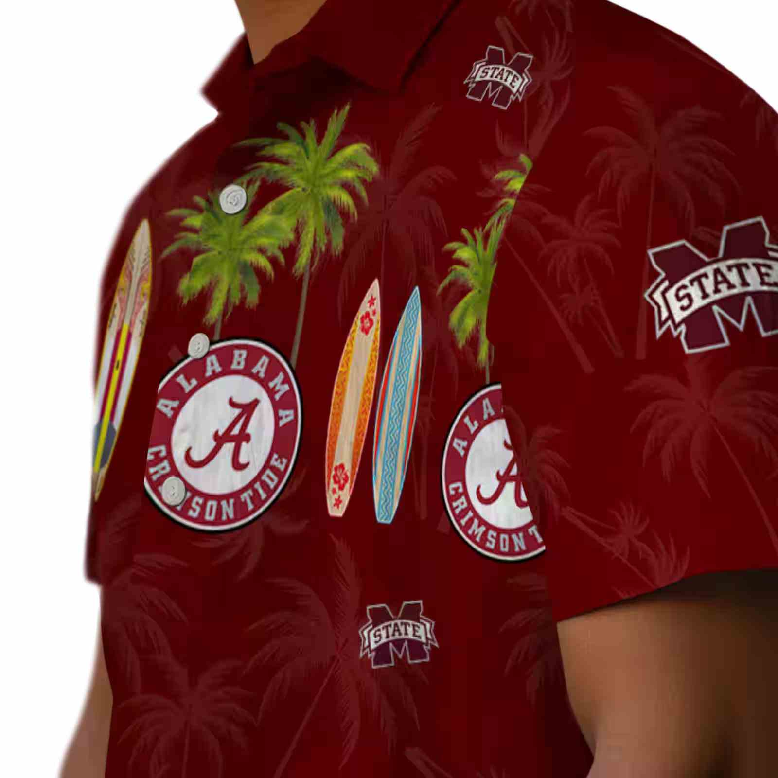 mississippi state bulldogs surfboard palm maroon hawaiian shirt trendy