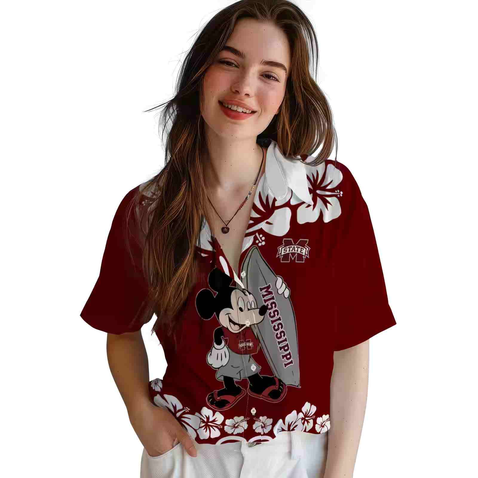 mississippi state bulldogs surfing mickey maroon hawaiian shirt latest model