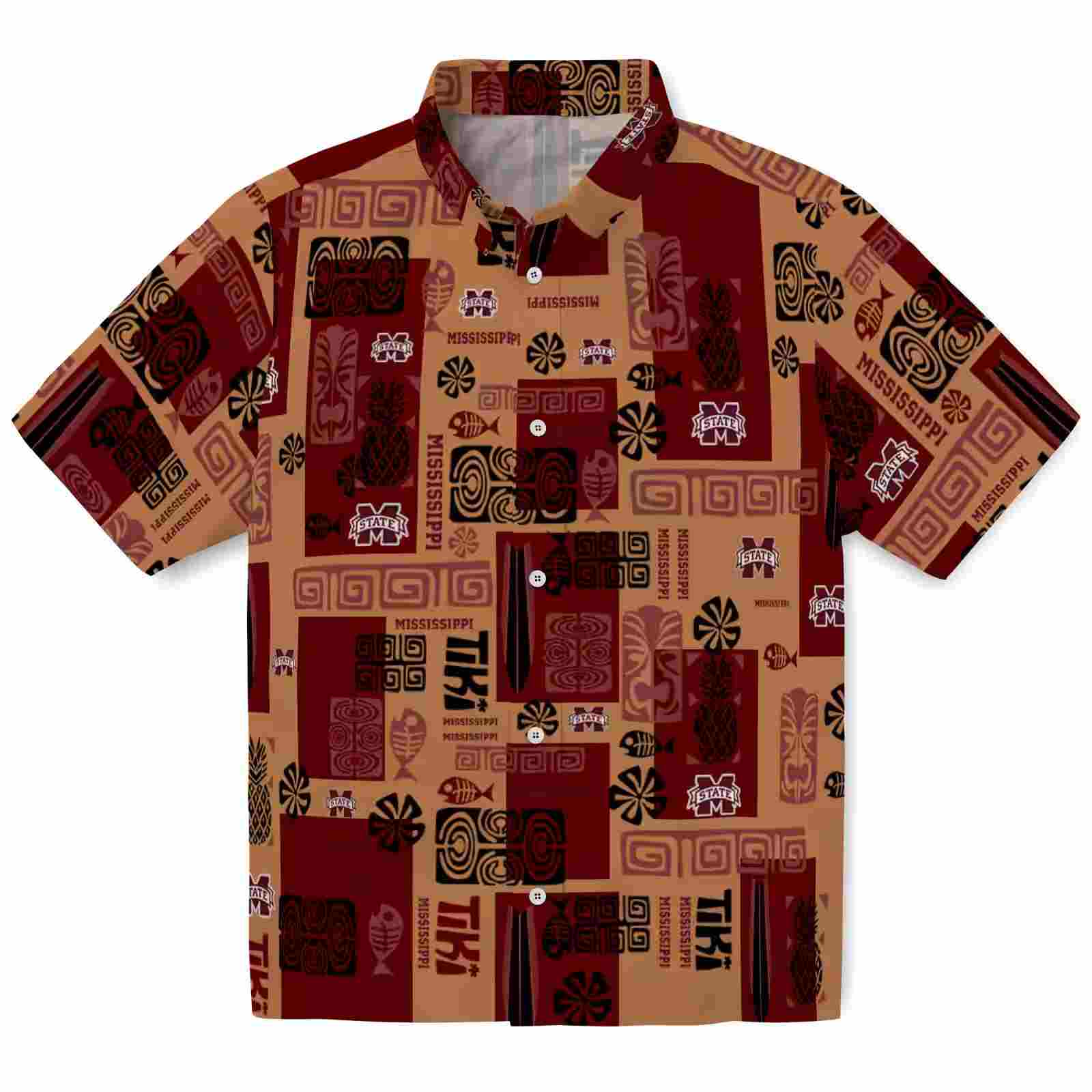 Mississippi State Bulldogs Tribal Symbols Maroon Hawaiian Shirt