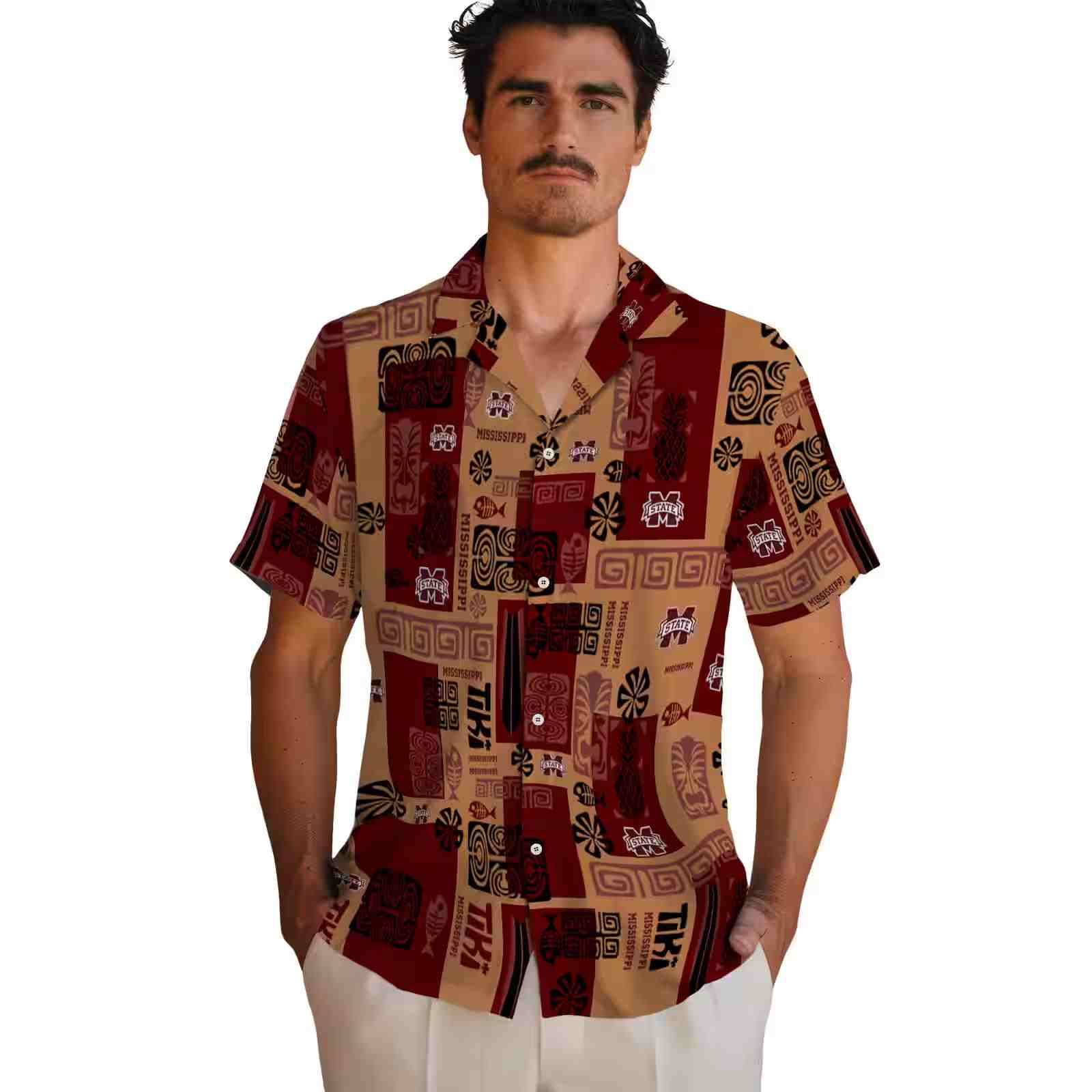 mississippi state bulldogs tribal symbols maroon hawaiian shirt fashion forward