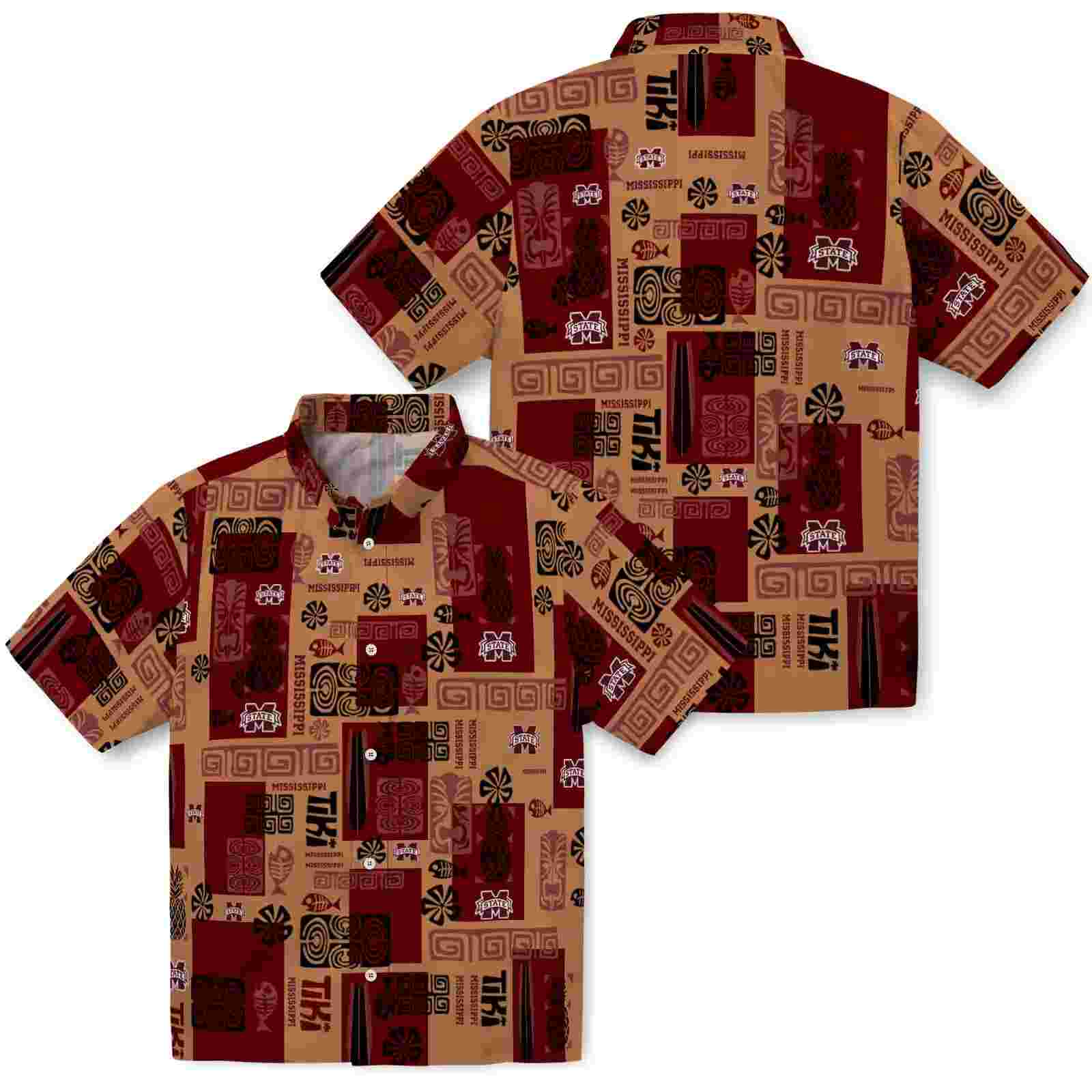 mississippi state bulldogs tribal symbols maroon hawaiian shirt high quality