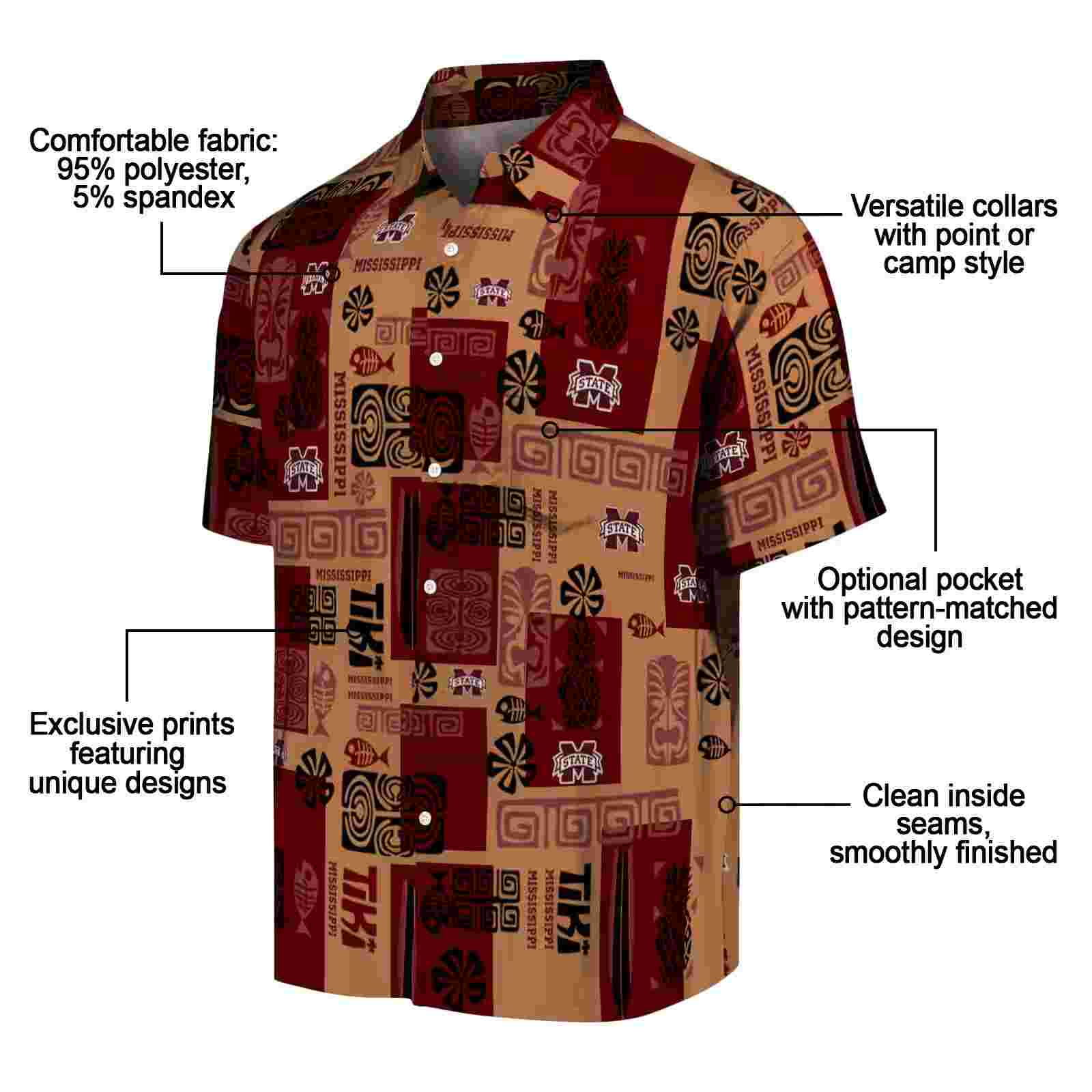 mississippi state bulldogs tribal symbols maroon hawaiian shirt new arrival