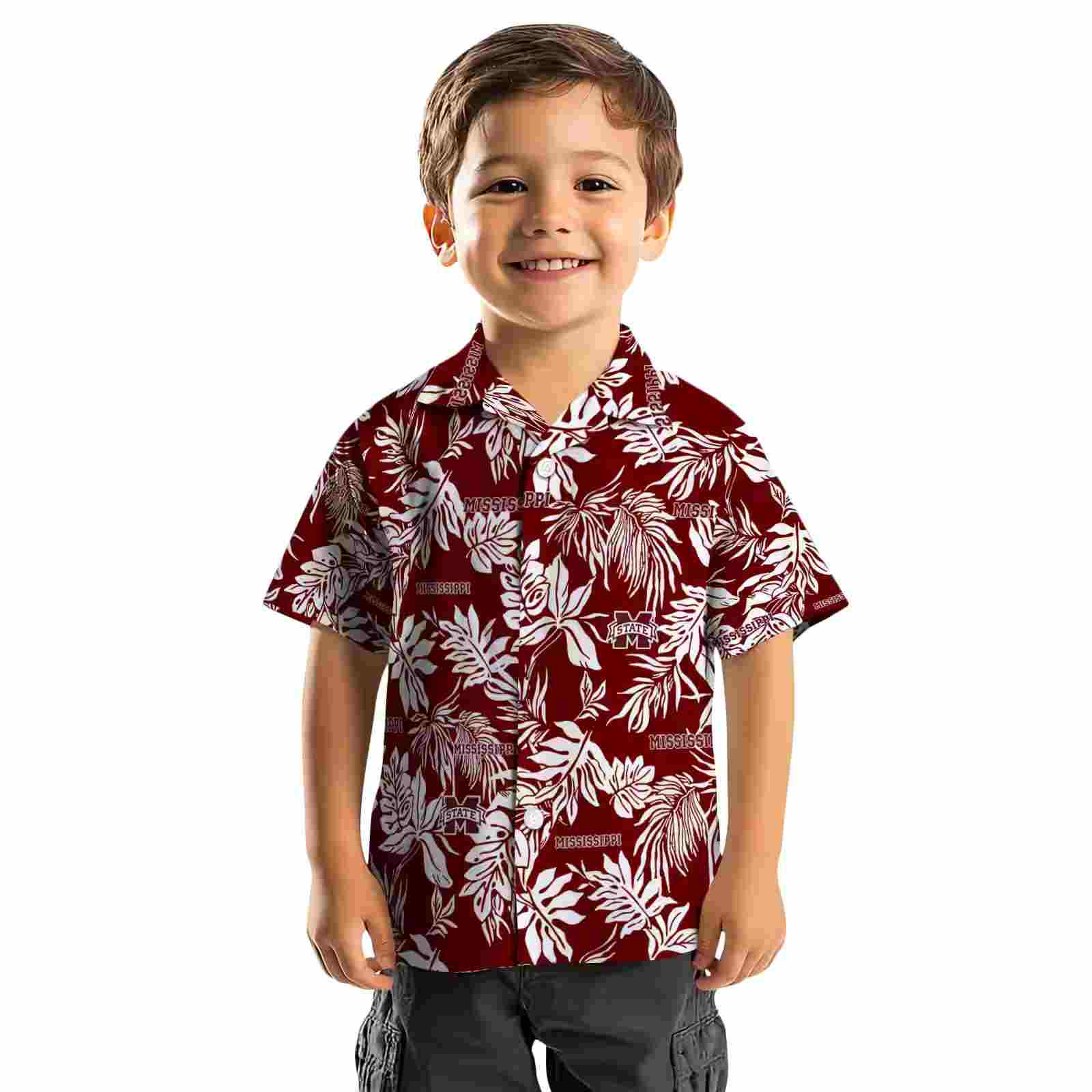 mississippi state bulldogs tropical leaf maroon white hawaiian shirt top rated