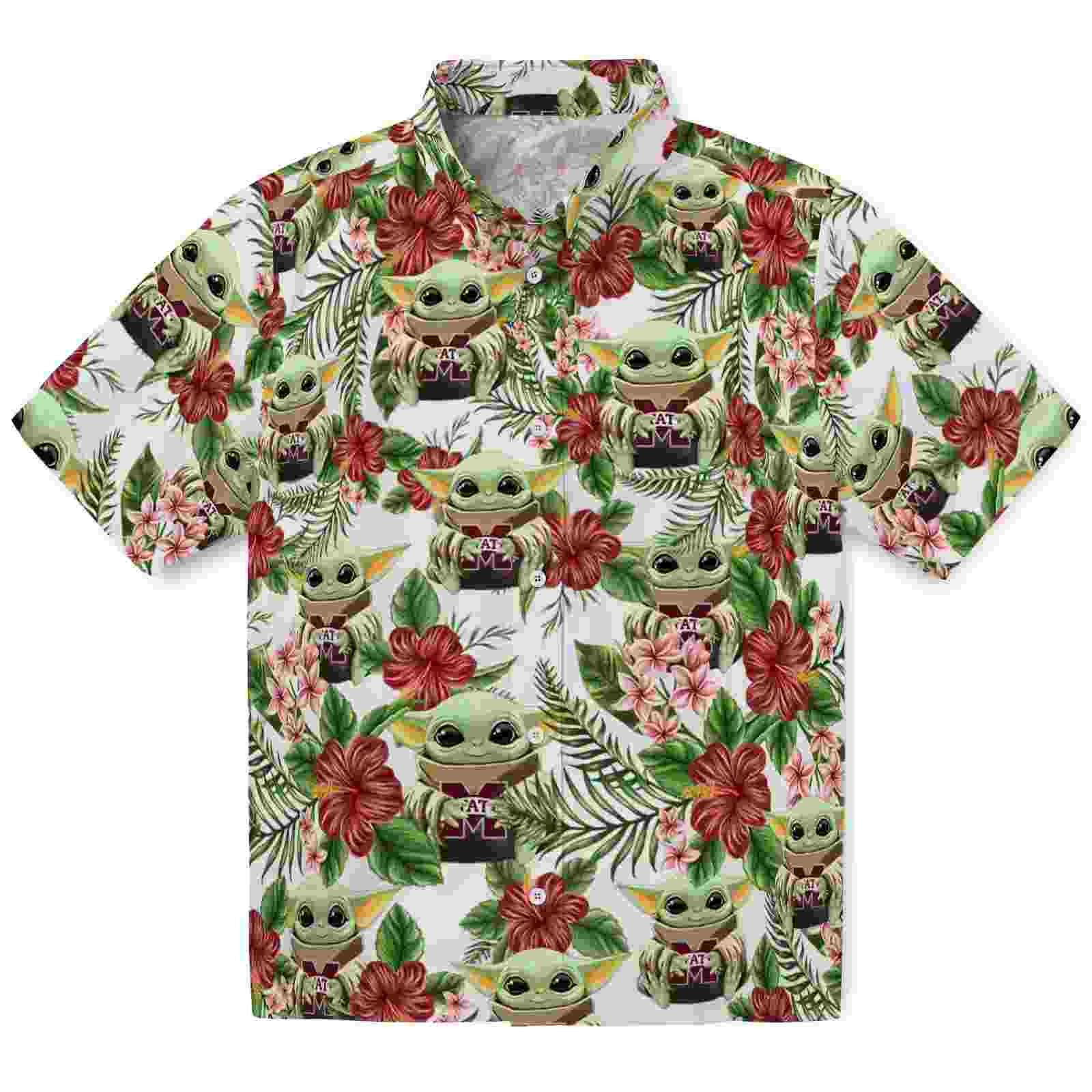 Mississippi State Bulldogs Tropical Yoda Green Hawaiian Shirt