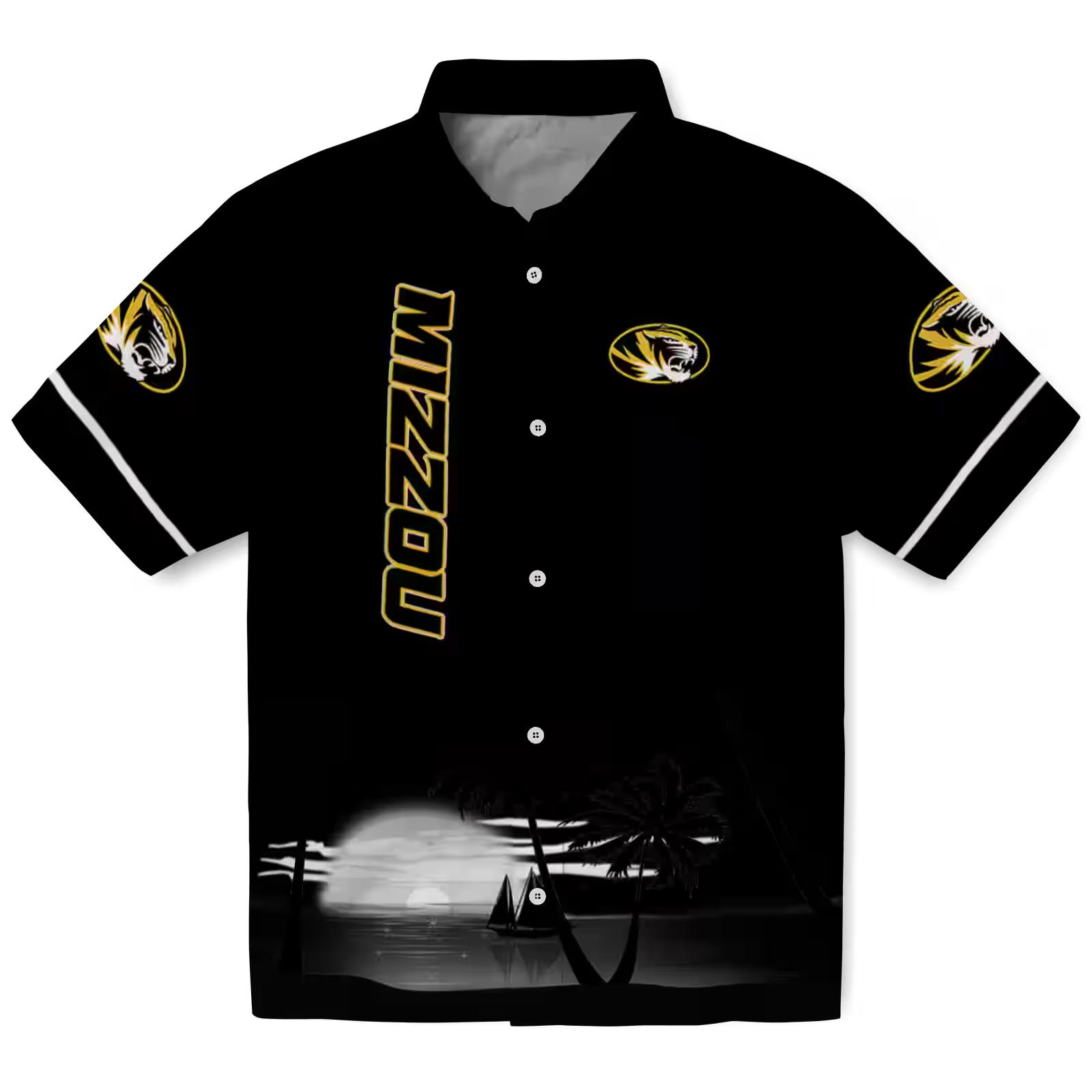 Missouri Tigers Beach Sunset Black Hawaiian Shirt