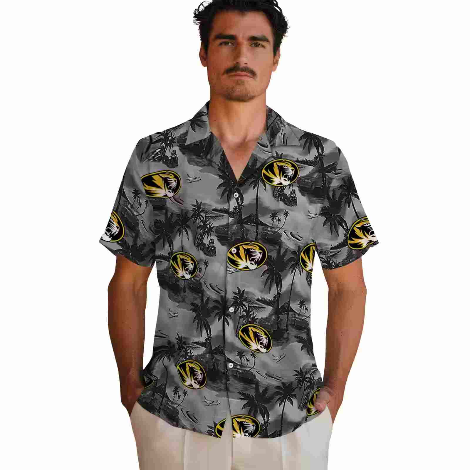 missouri tigers coastal palms black hawaiian shirt fashion forward