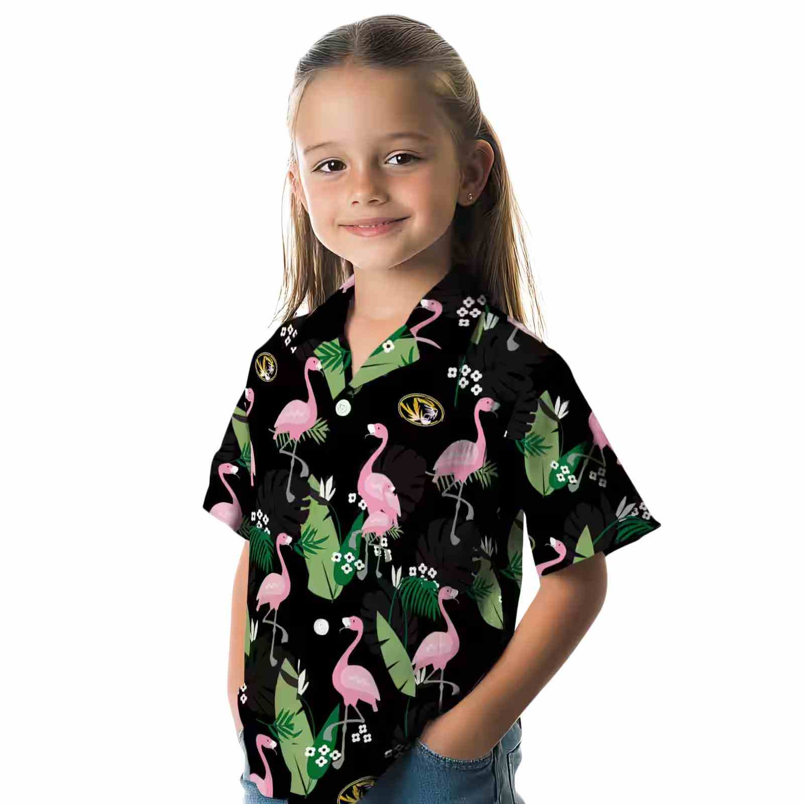 missouri tigers flamingo leaf motif black hawaiian shirt premium grade