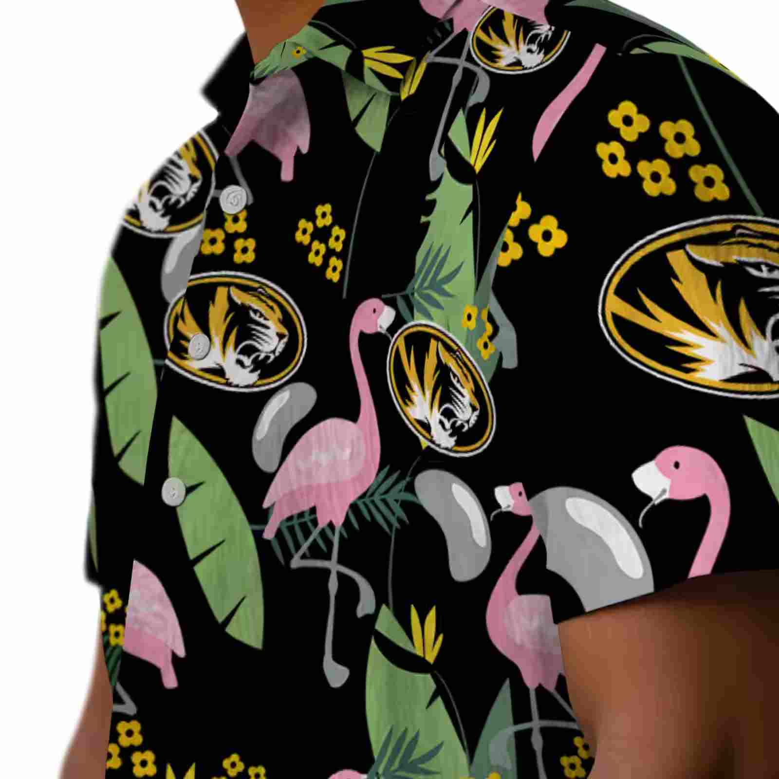 missouri tigers flamingo leaves black hawaiian shirt trendy