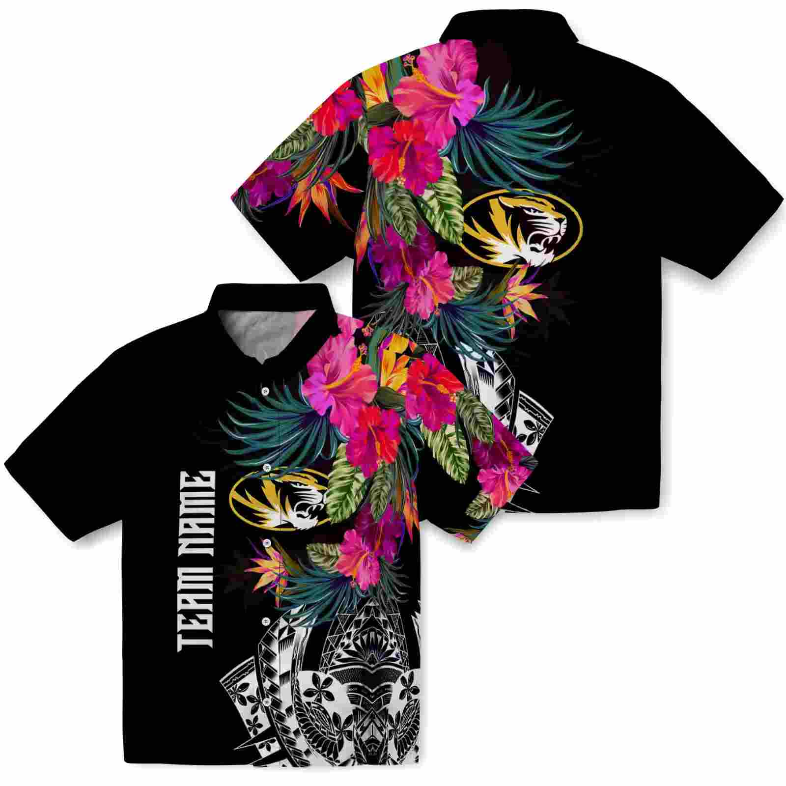 missouri tigers floral polynesian black hawaiian shirt high quality