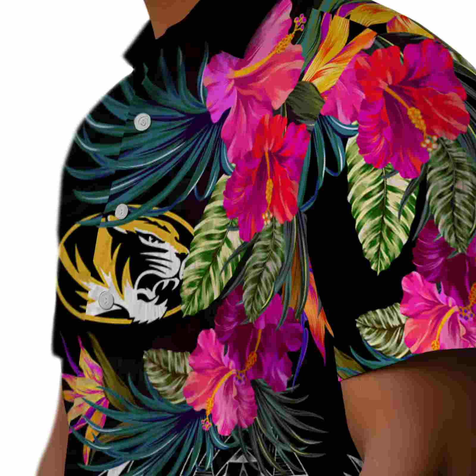 missouri tigers floral polynesian black hawaiian shirt trendy