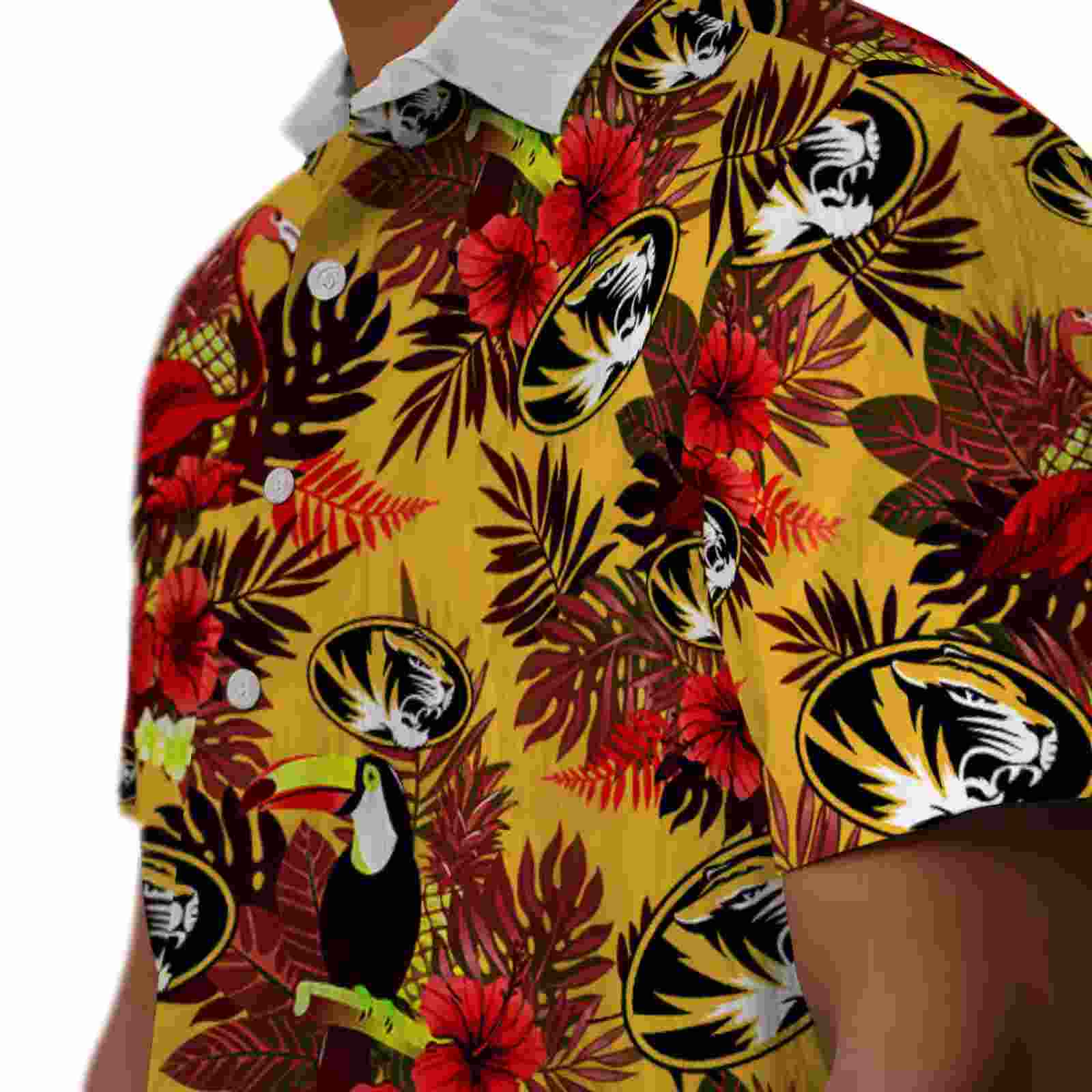 missouri tigers floral toucan black red hawaiian shirt trendy