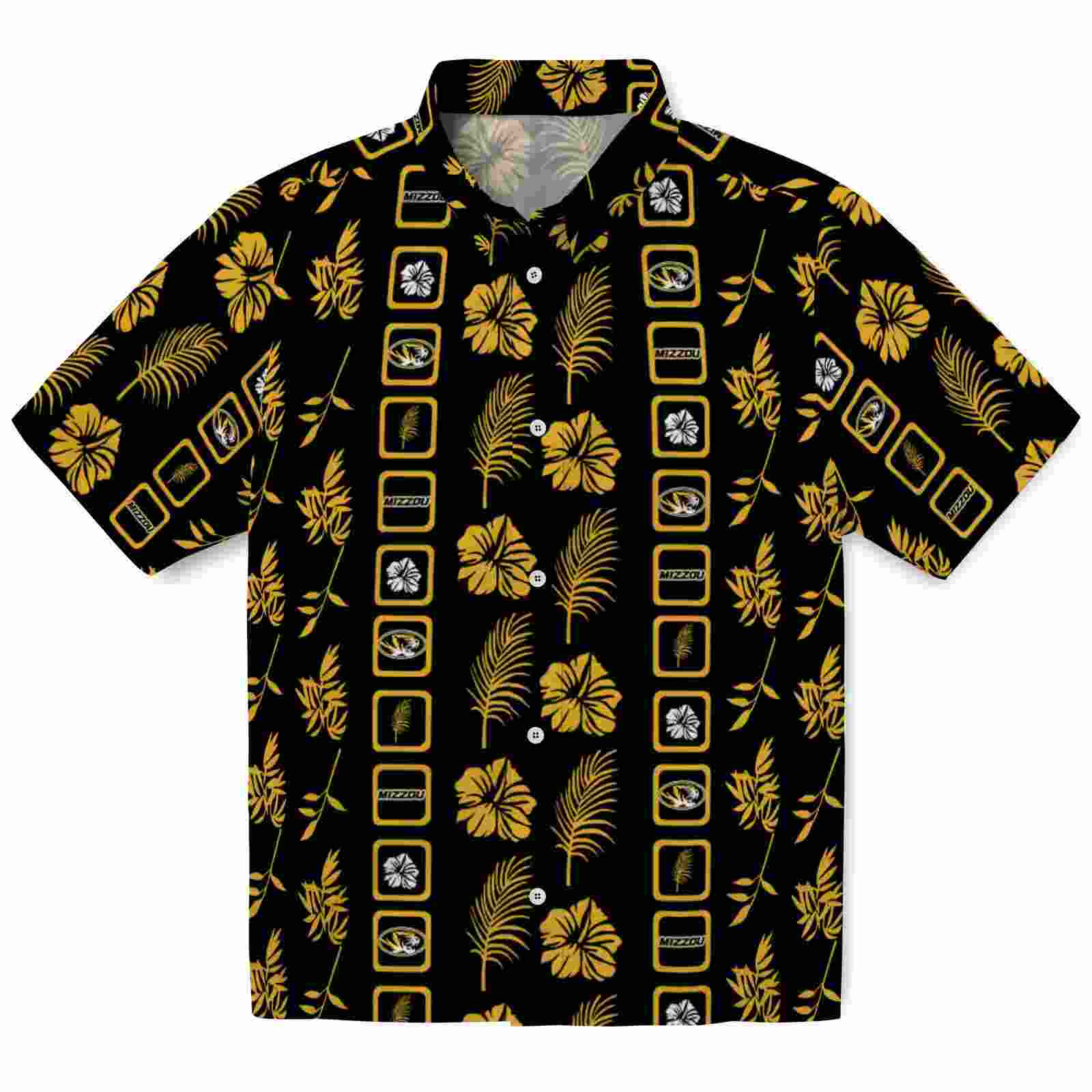 Missouri Tigers Framed Floral Black Hawaiian Shirt