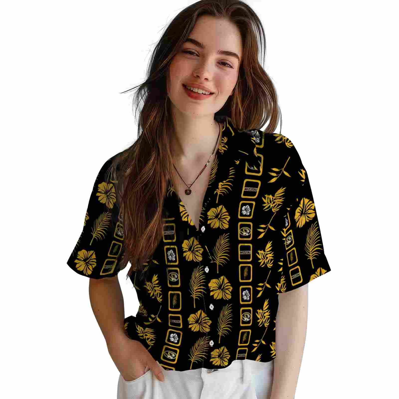 missouri tigers framed floral black hawaiian shirt latest model