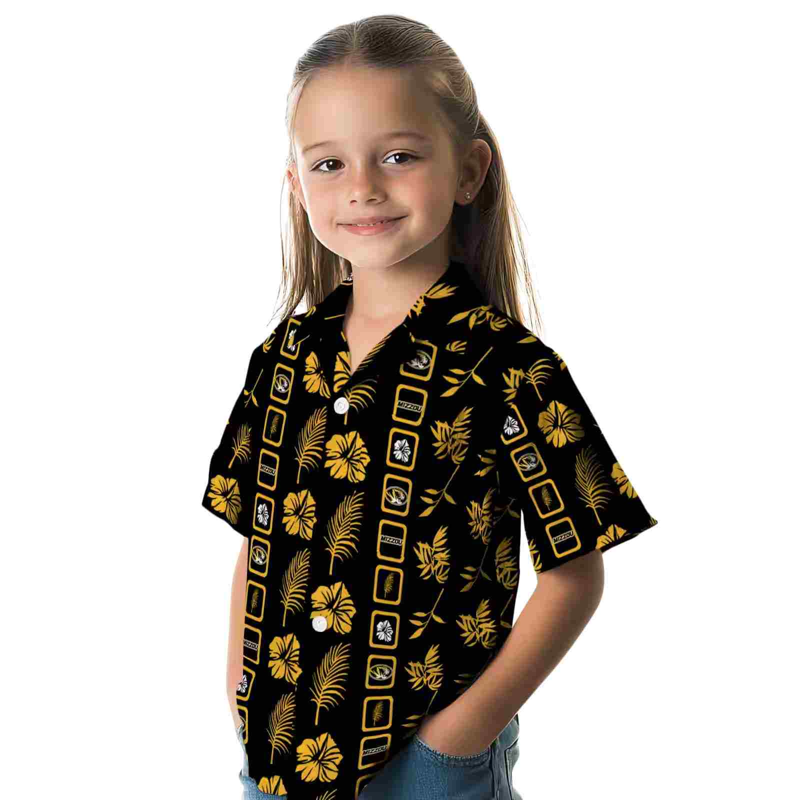 missouri tigers framed floral black hawaiian shirt premium grade