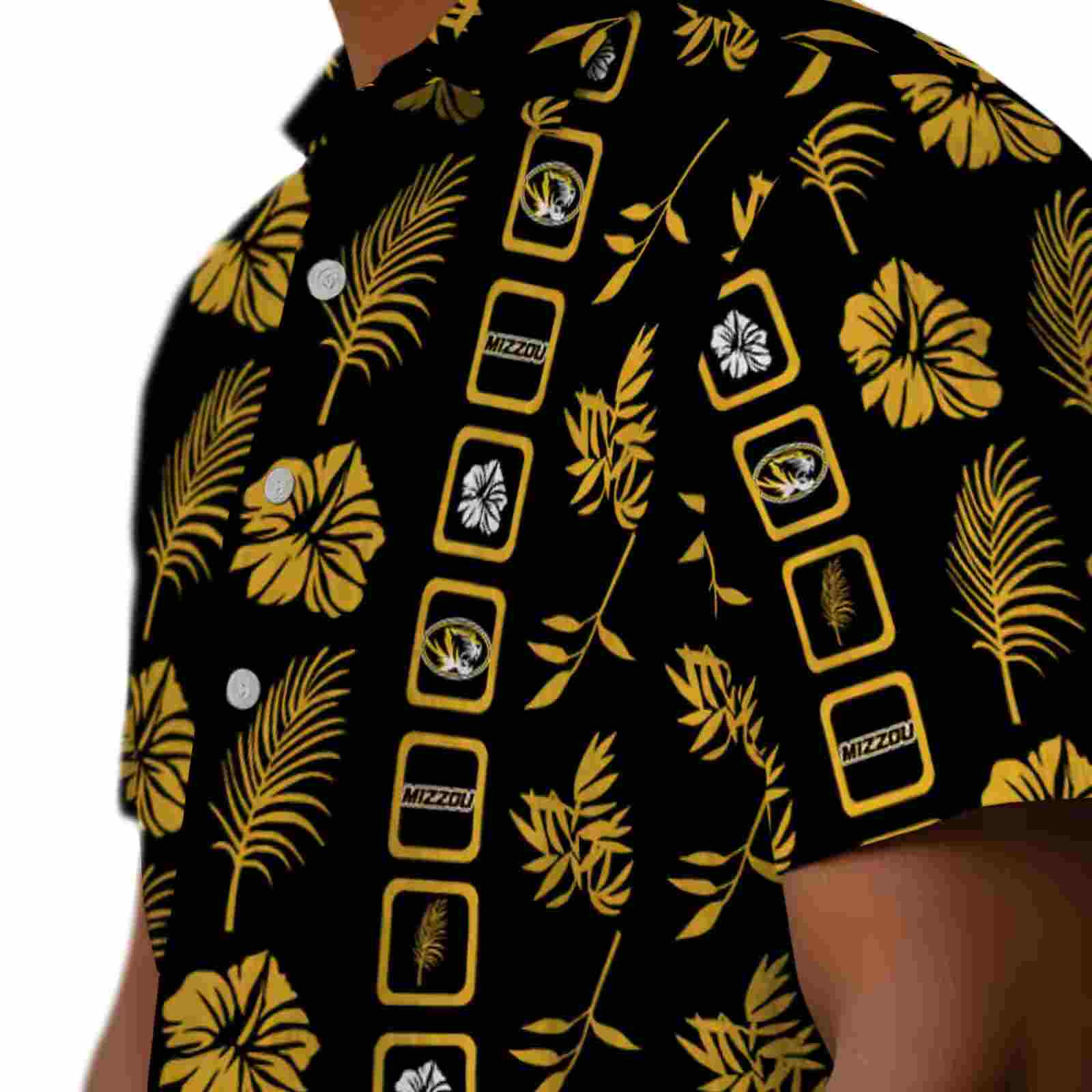 missouri tigers framed floral black hawaiian shirt trendy