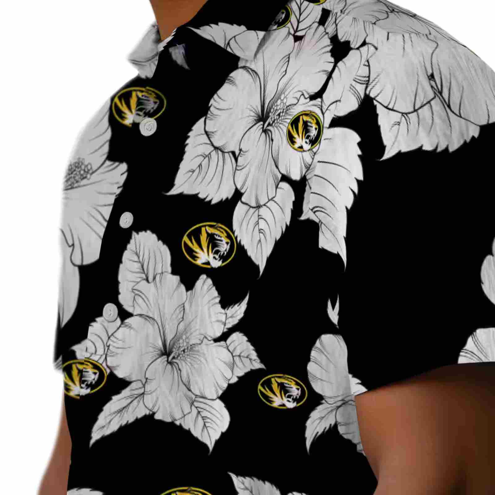 missouri tigers hibiscus blooms black white hawaiian shirt trendy