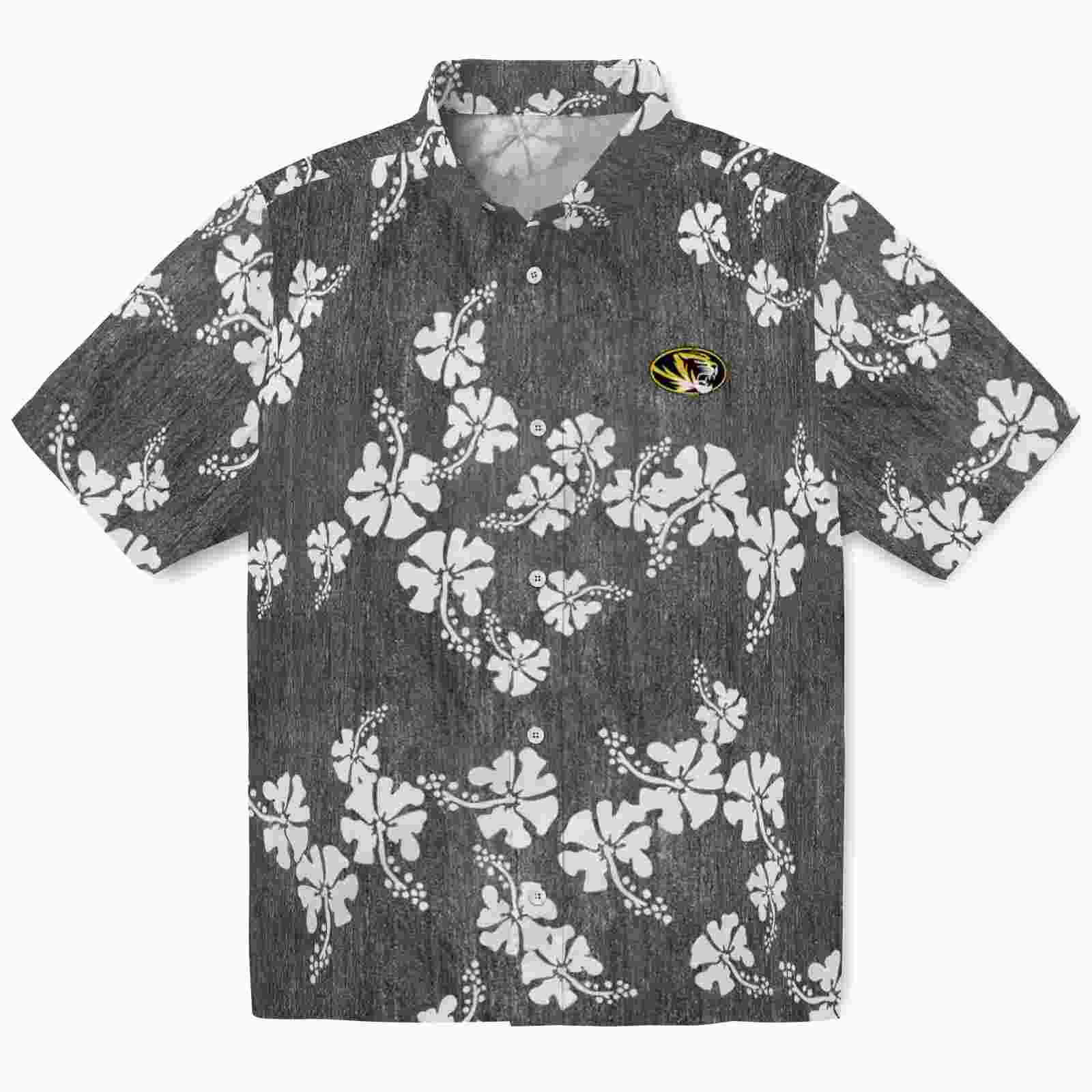 Missouri Tigers Hibiscus Clusters Black Hawaiian Shirt