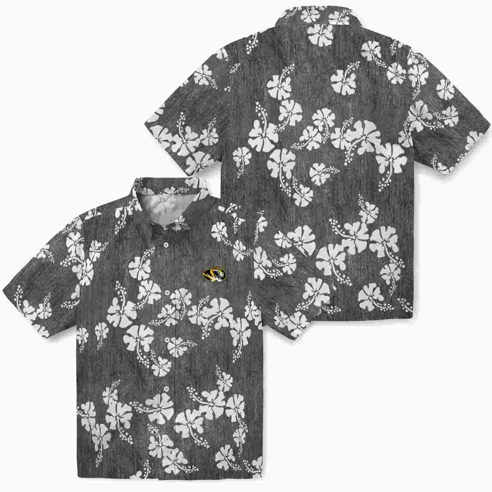 missouri tigers hibiscus clusters black hawaiian shirt high quality