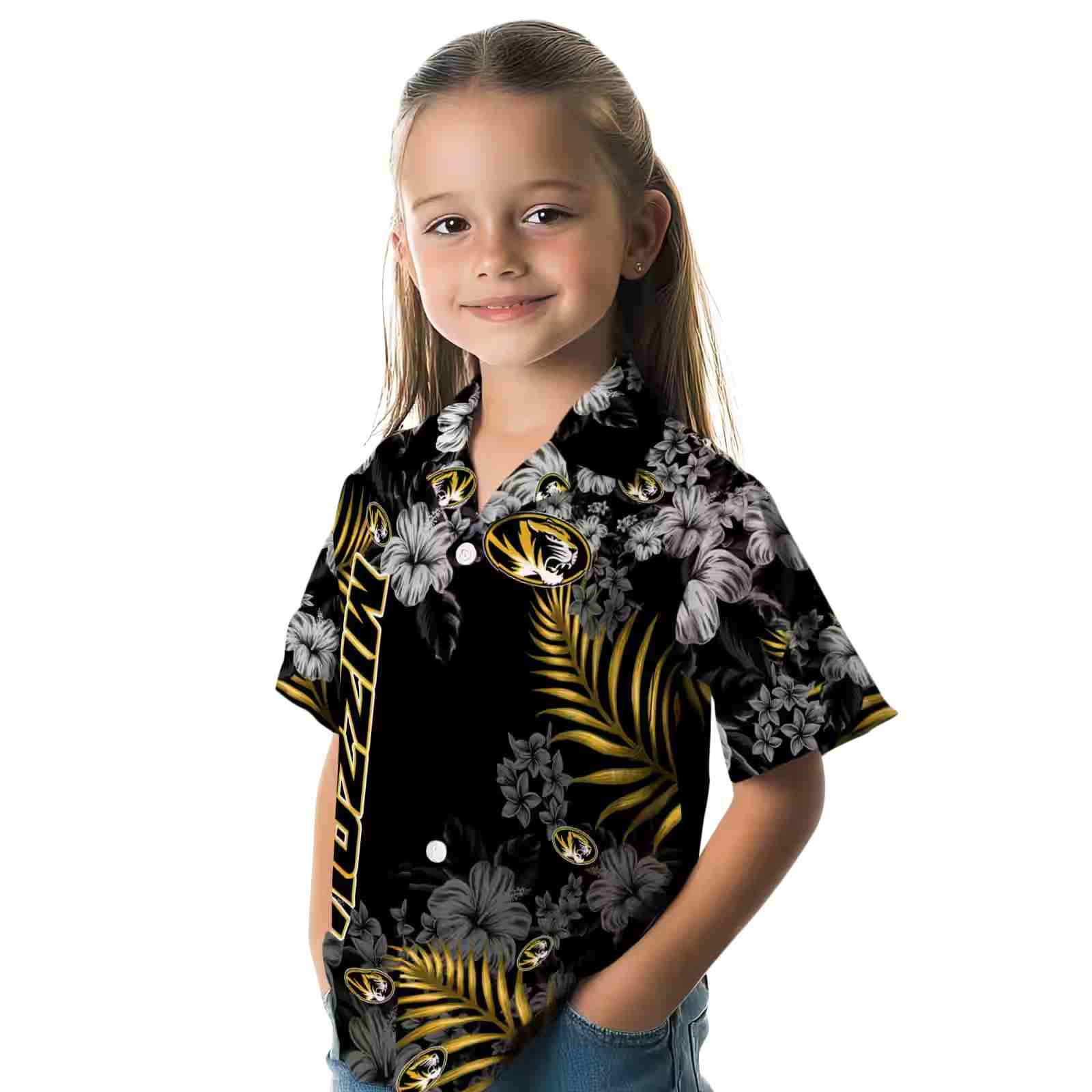 missouri tigers hibiscus print black hawaiian shirt premium grade