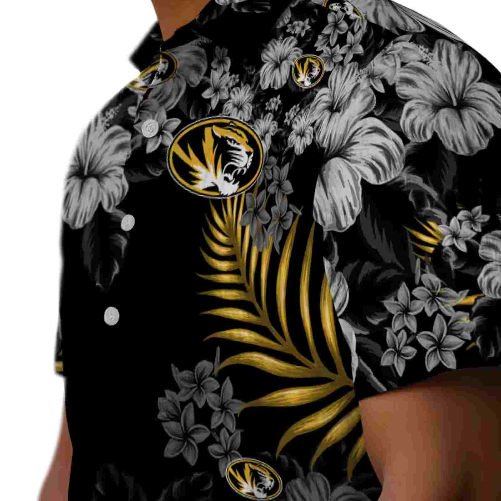 missouri tigers hibiscus print black hawaiian shirt trendy