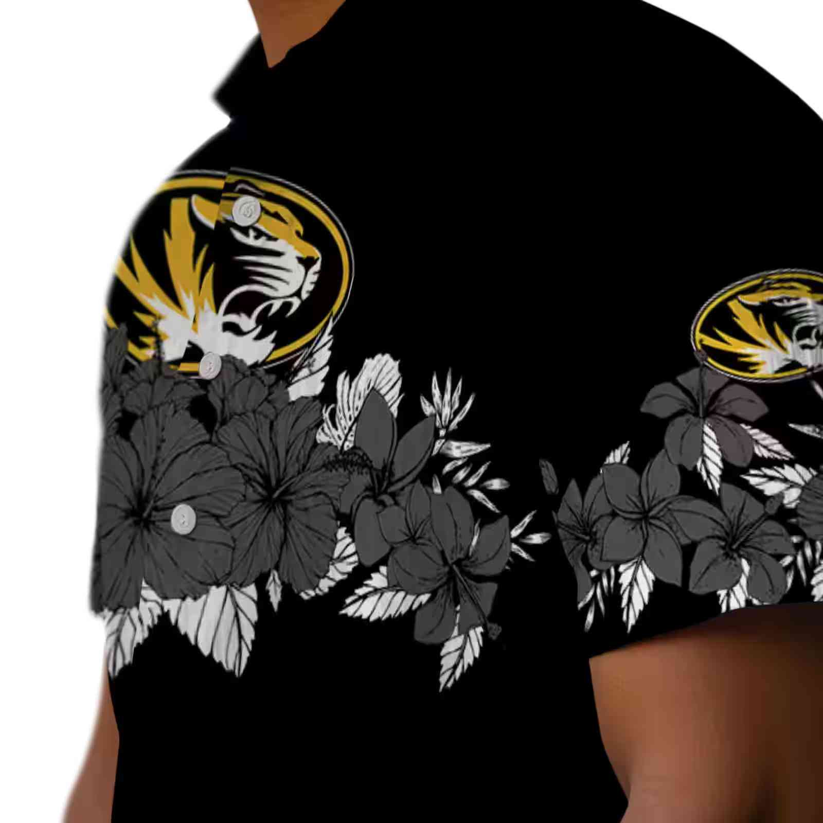 missouri tigers hibiscus stripe black hawaiian shirt trendy