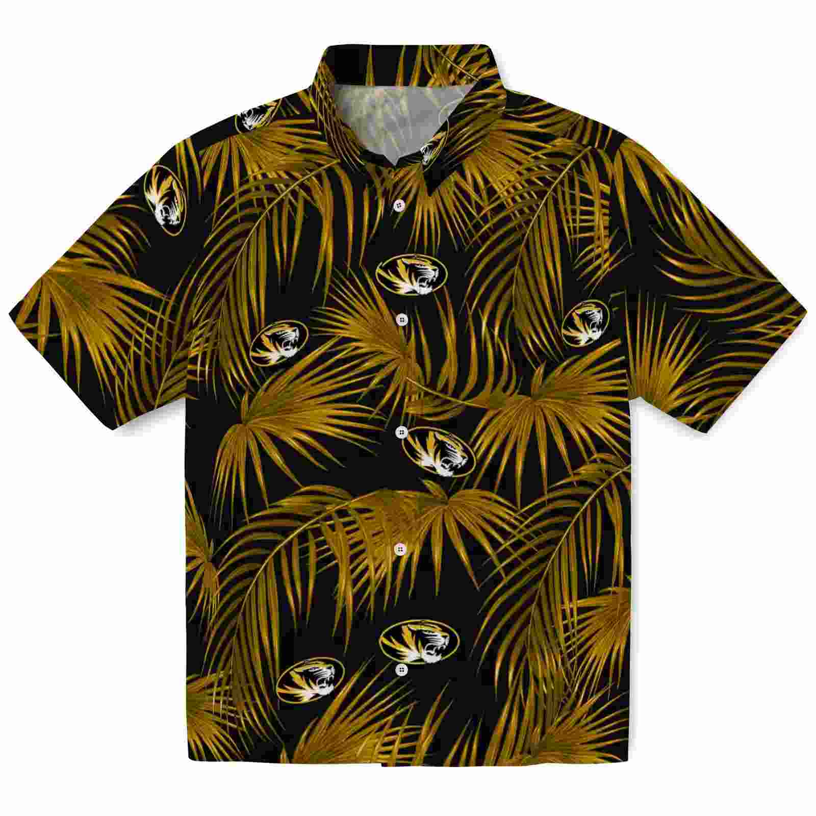 Missouri Tigers Leafy Palms Black Hawaiian Shirt