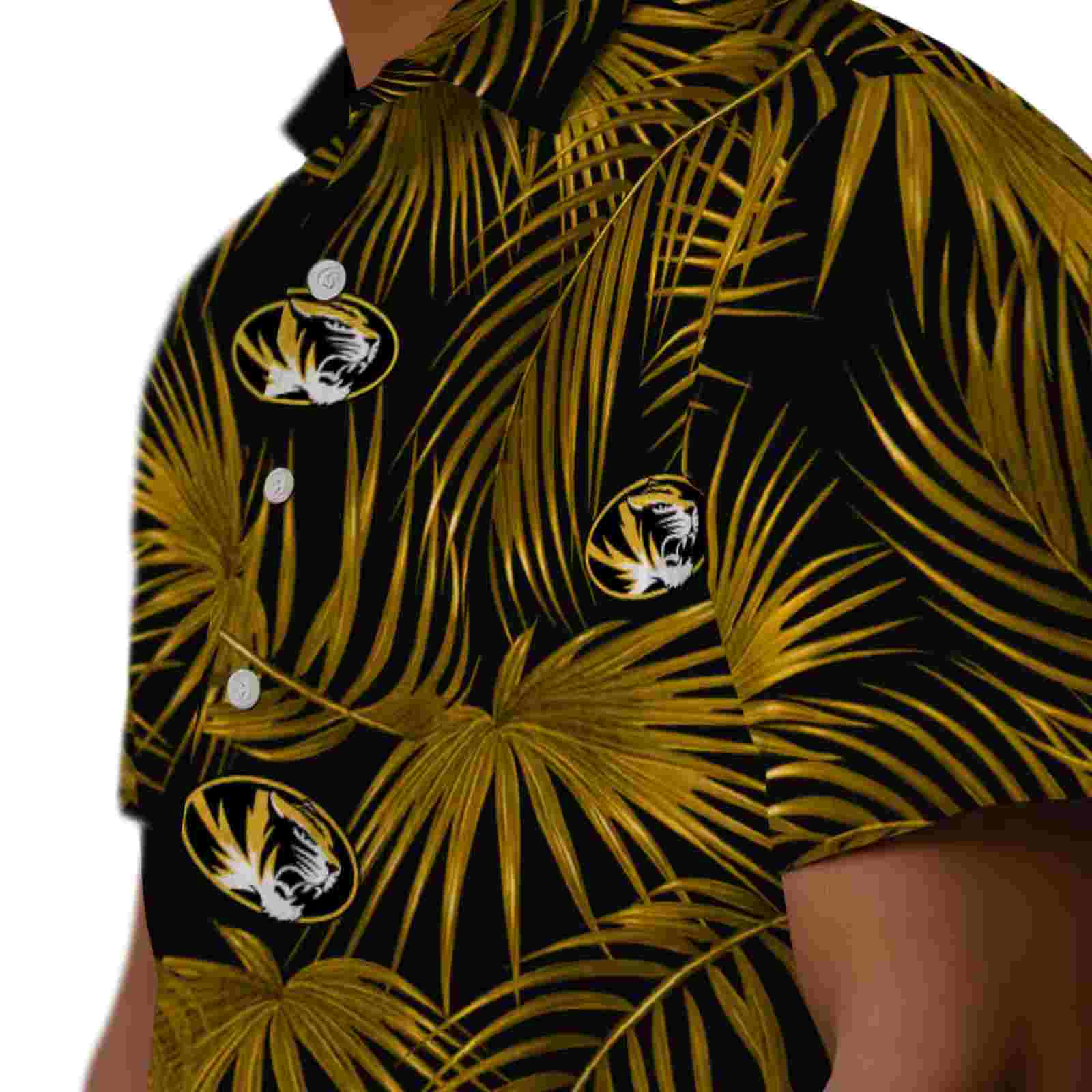 missouri tigers leafy palms black hawaiian shirt trendy