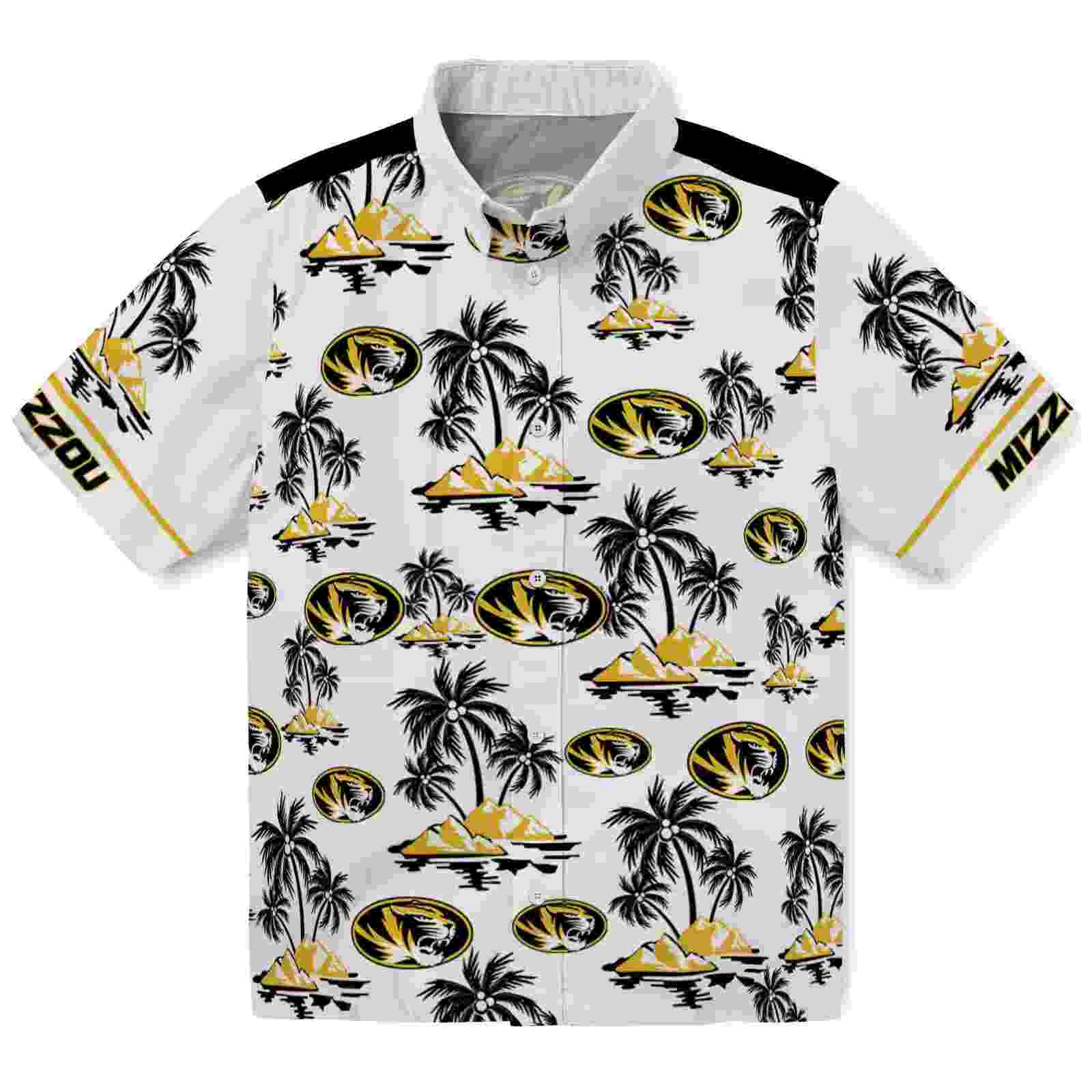 Missouri Tigers Palm Island Print Black White Hawaiian Shirt