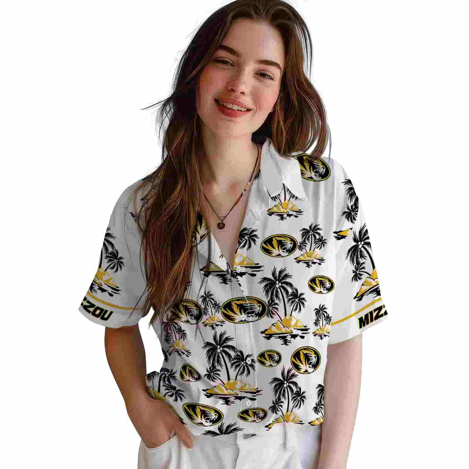 missouri tigers palm island print black white hawaiian shirt latest model