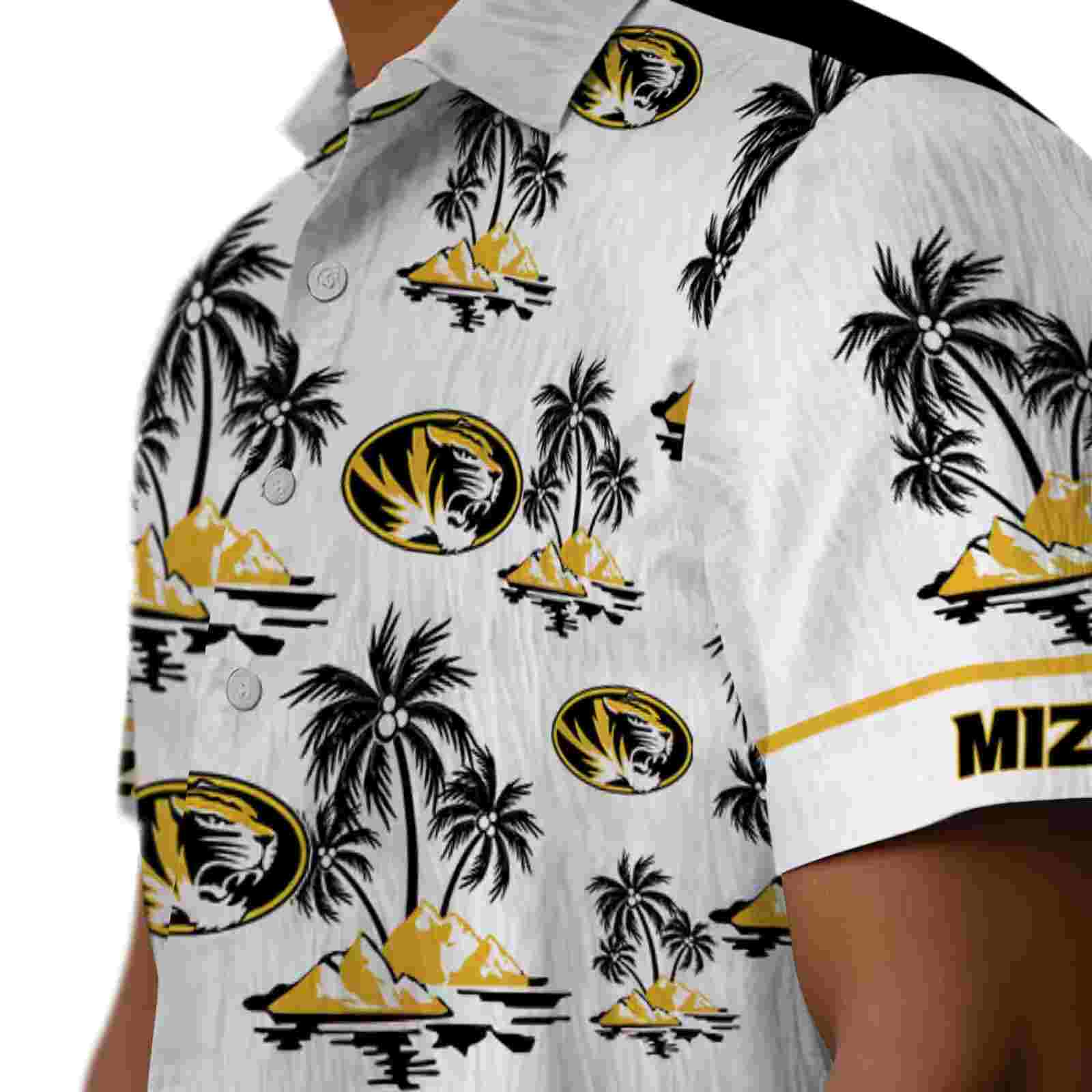 missouri tigers palm island print black white hawaiian shirt trendy