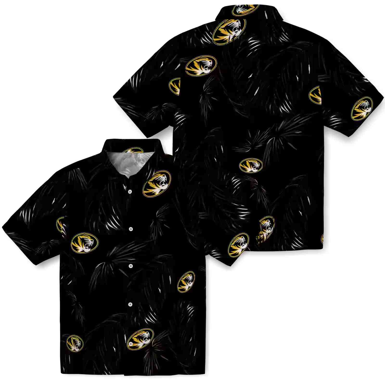 missouri tigers palm leaf black hawaiian shirt high quality