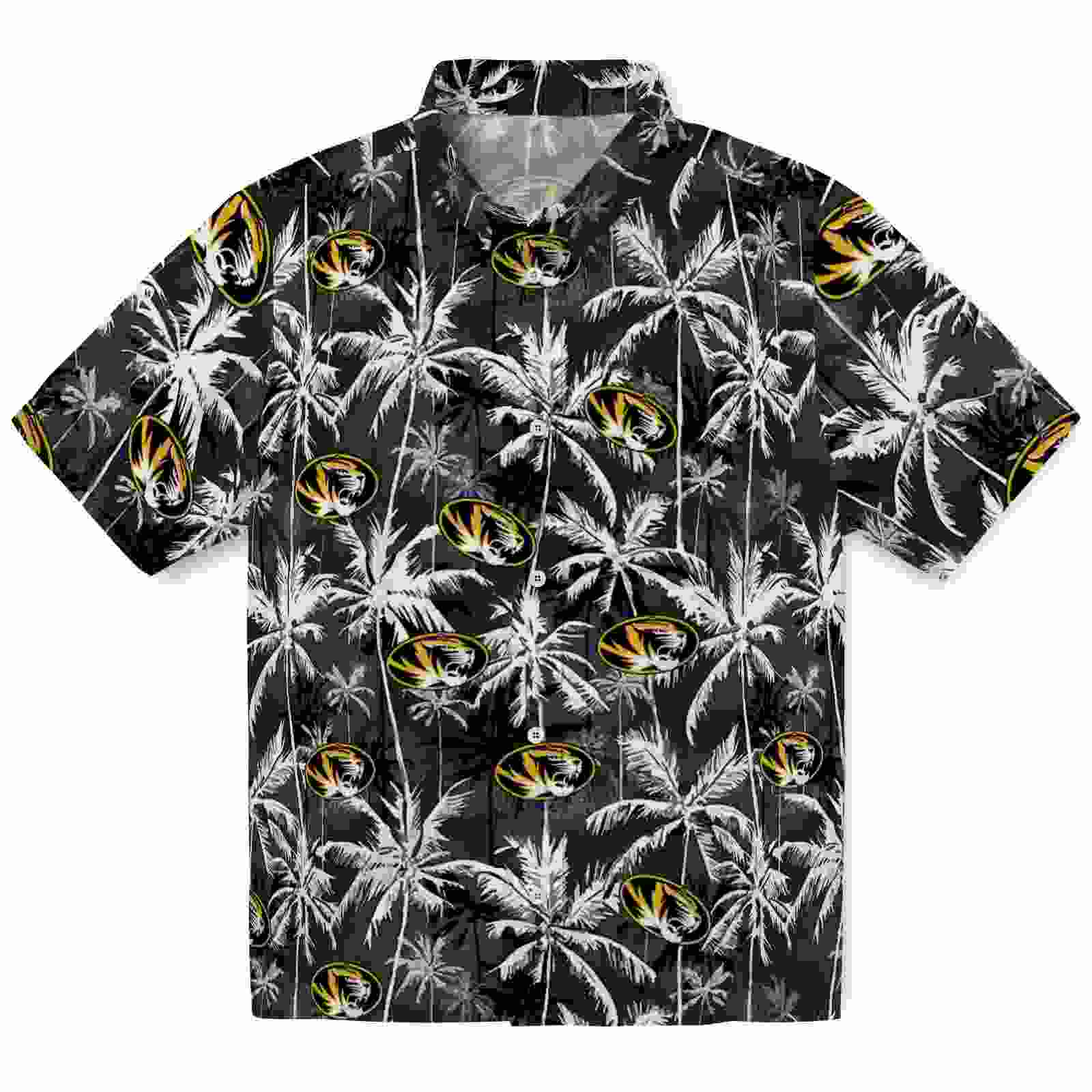 Missouri Tigers Palm Pattern Black Hawaiian Shirt