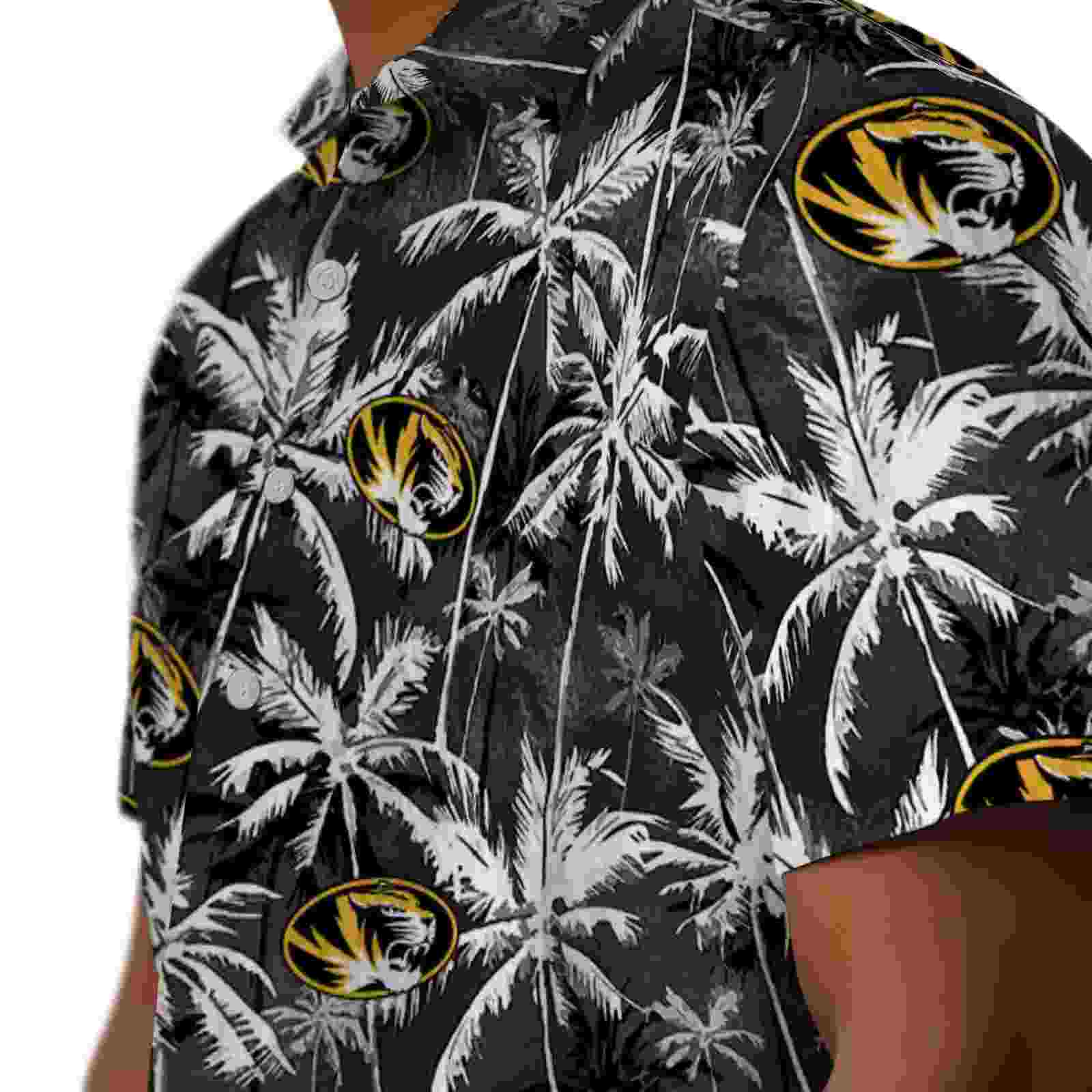 missouri tigers palm pattern black hawaiian shirt trendy