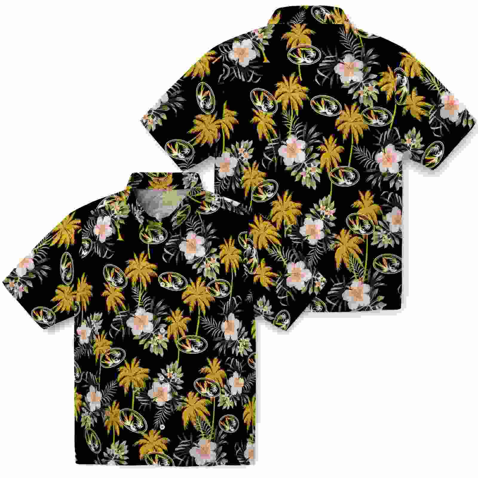 missouri tigers palm tree flower black hawaiian shirt high quality