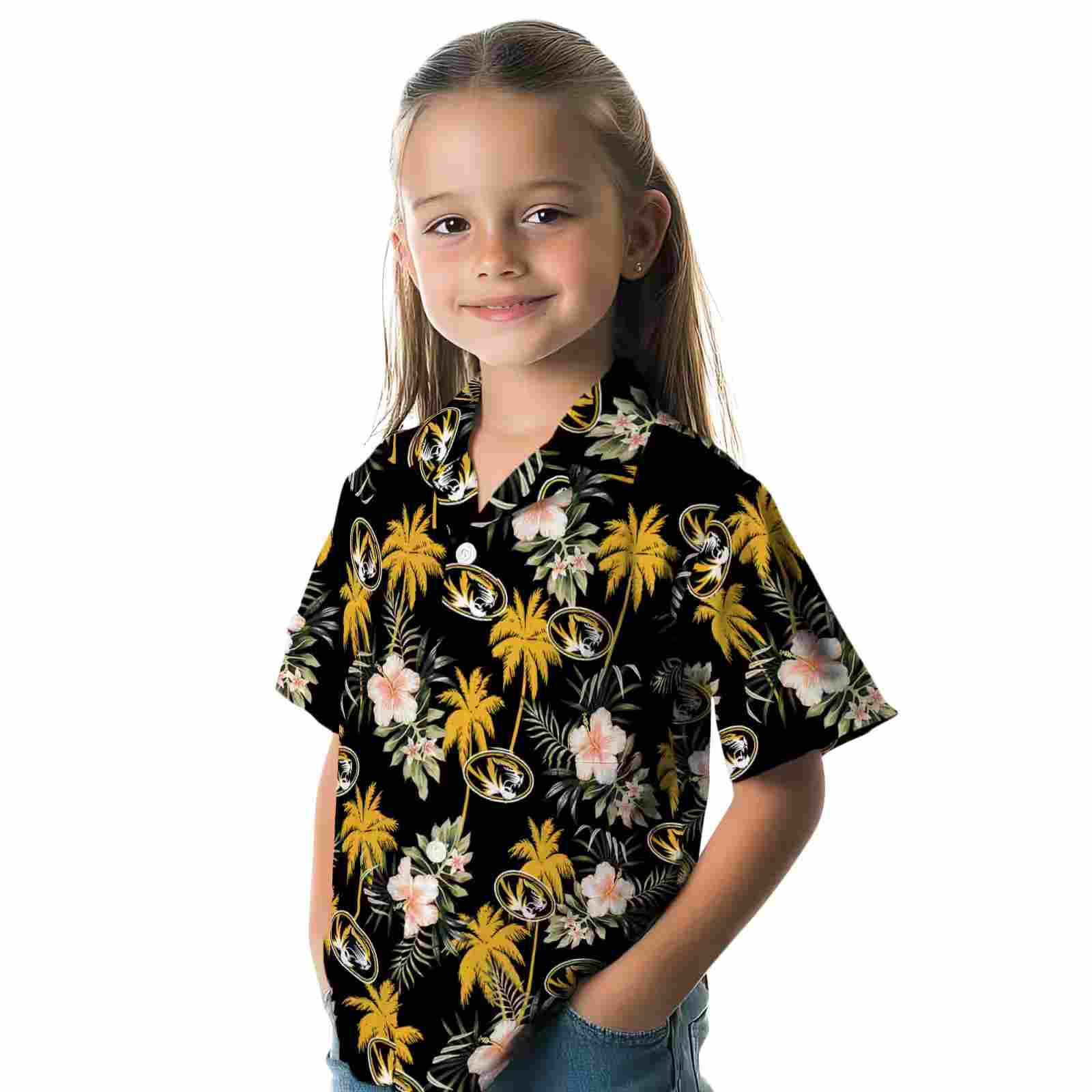 missouri tigers palm tree flower black hawaiian shirt premium grade