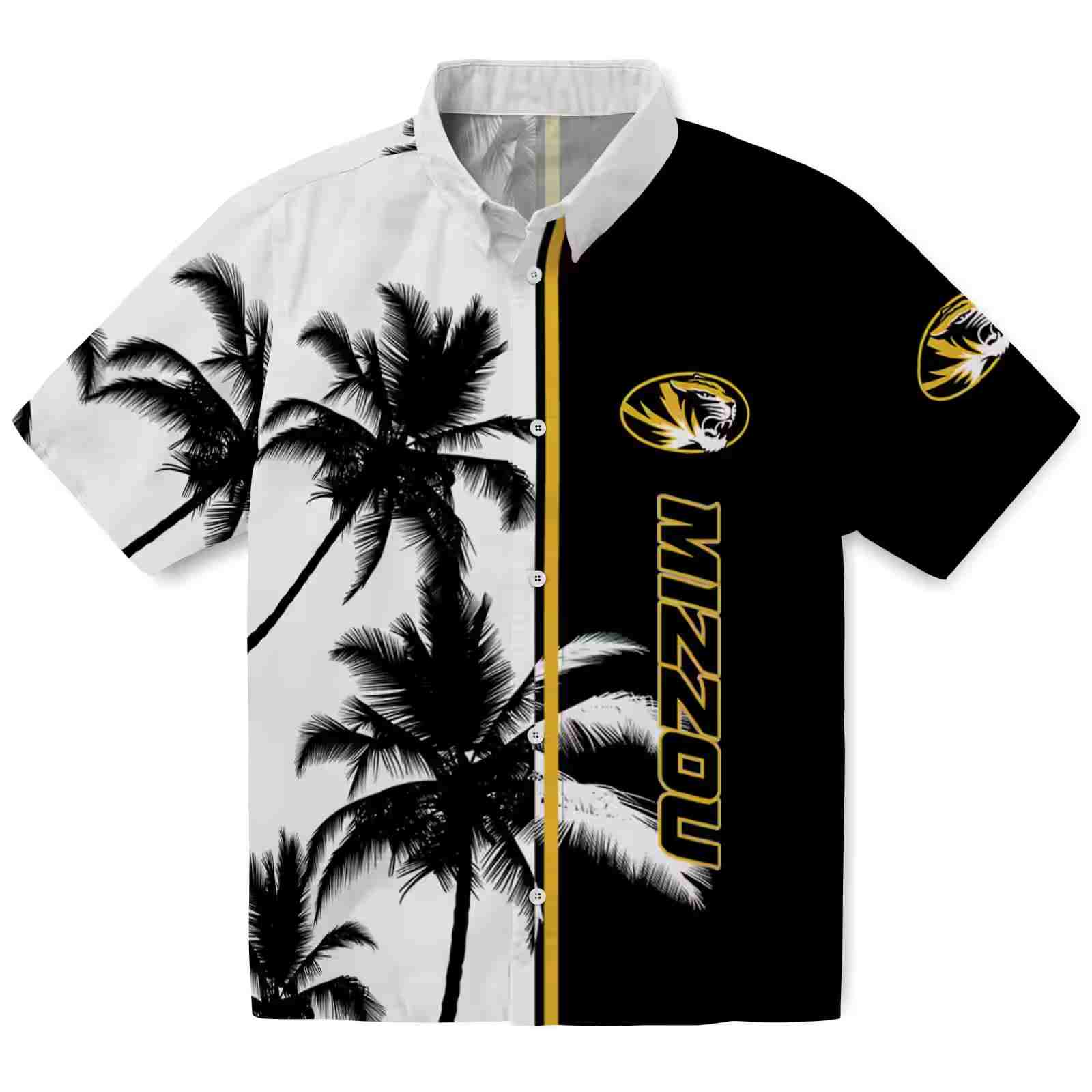 Missouri Tigers Palm Trees Black White Hawaiian Shirt