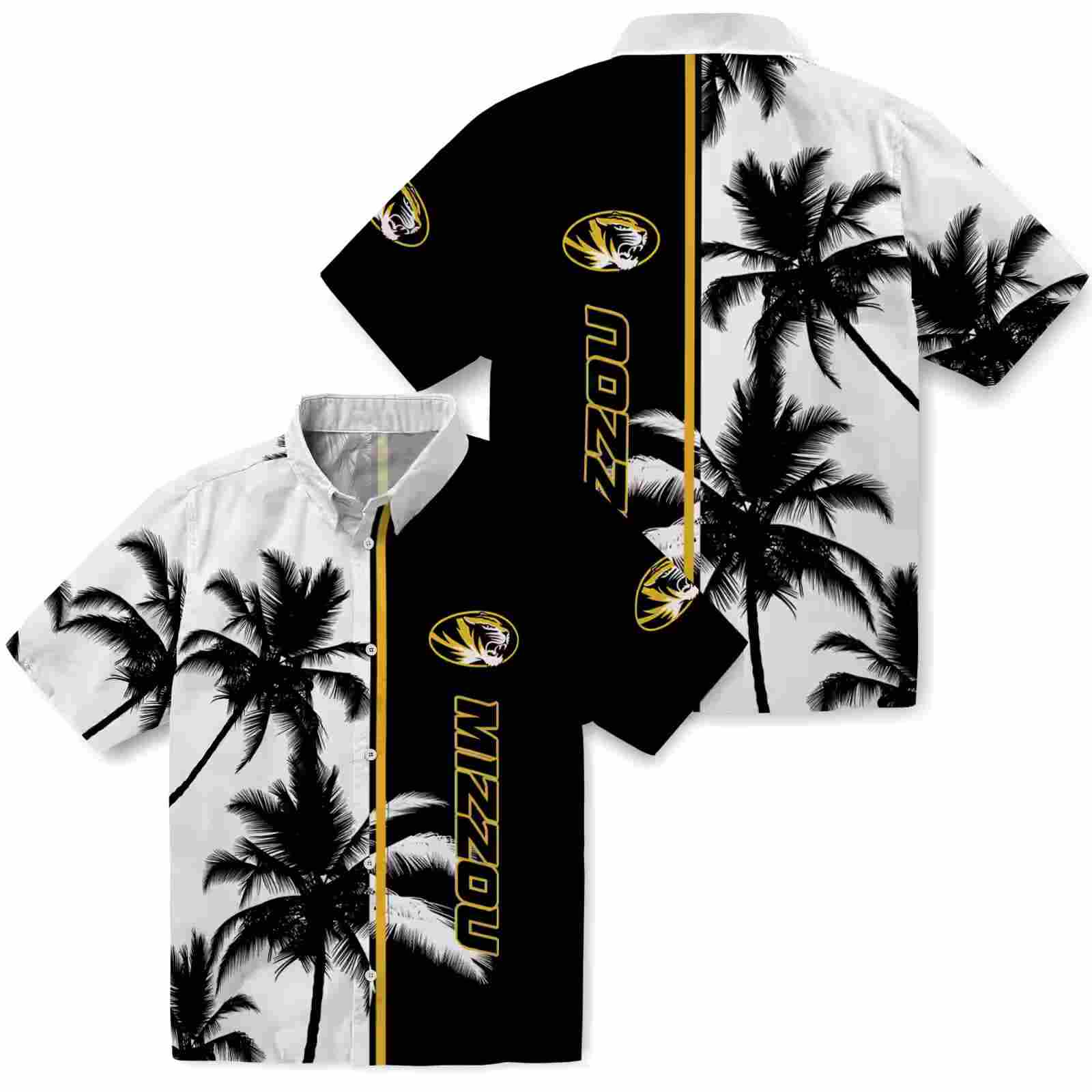 missouri tigers palm trees black white hawaiian shirt high quality