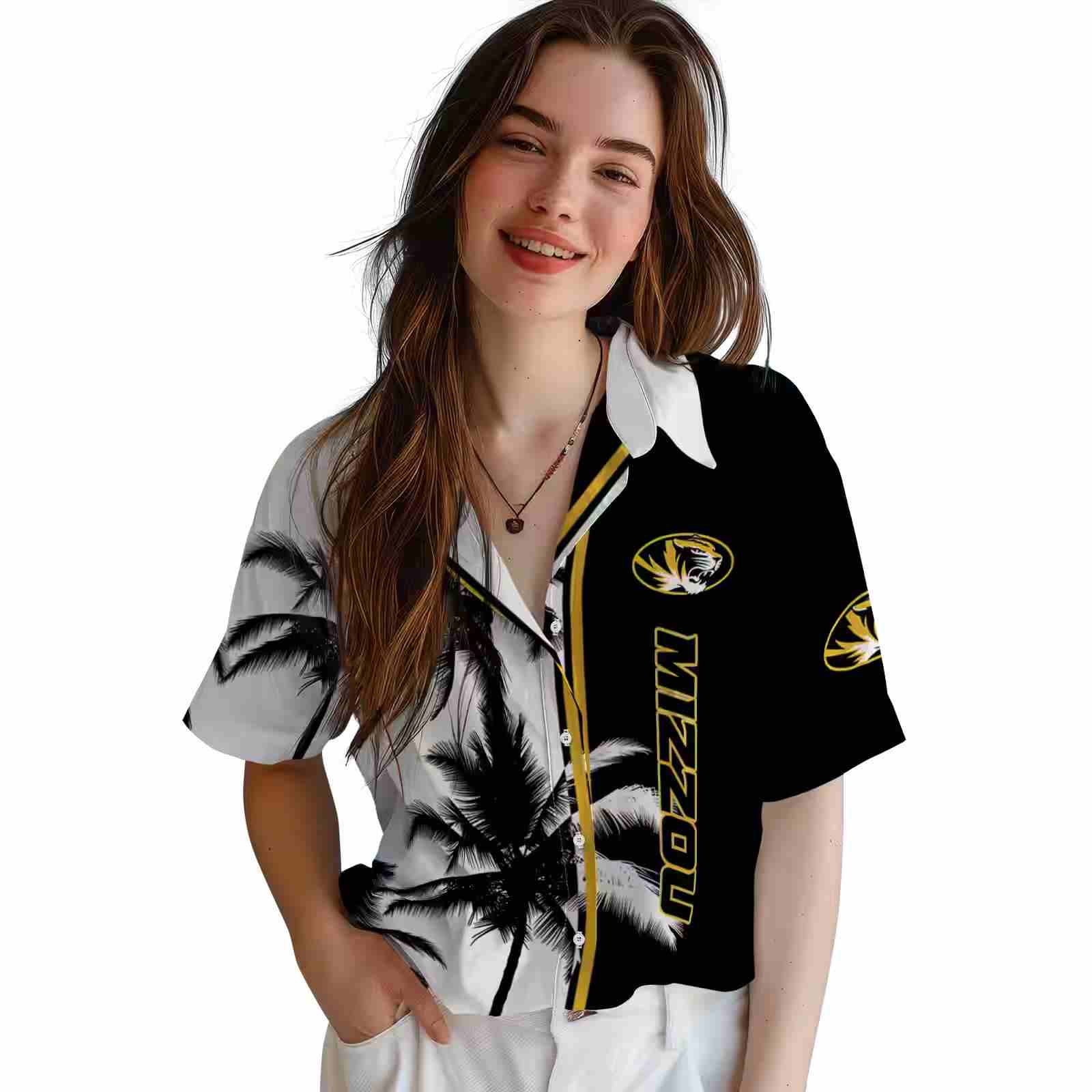 missouri tigers palm trees black white hawaiian shirt latest model