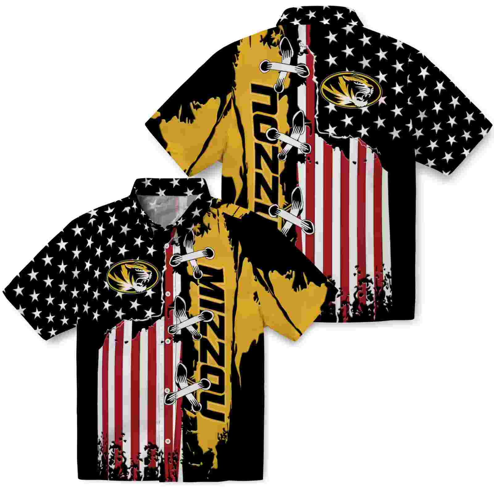 missouri tigers stitched flag black hawaiian shirt high quality