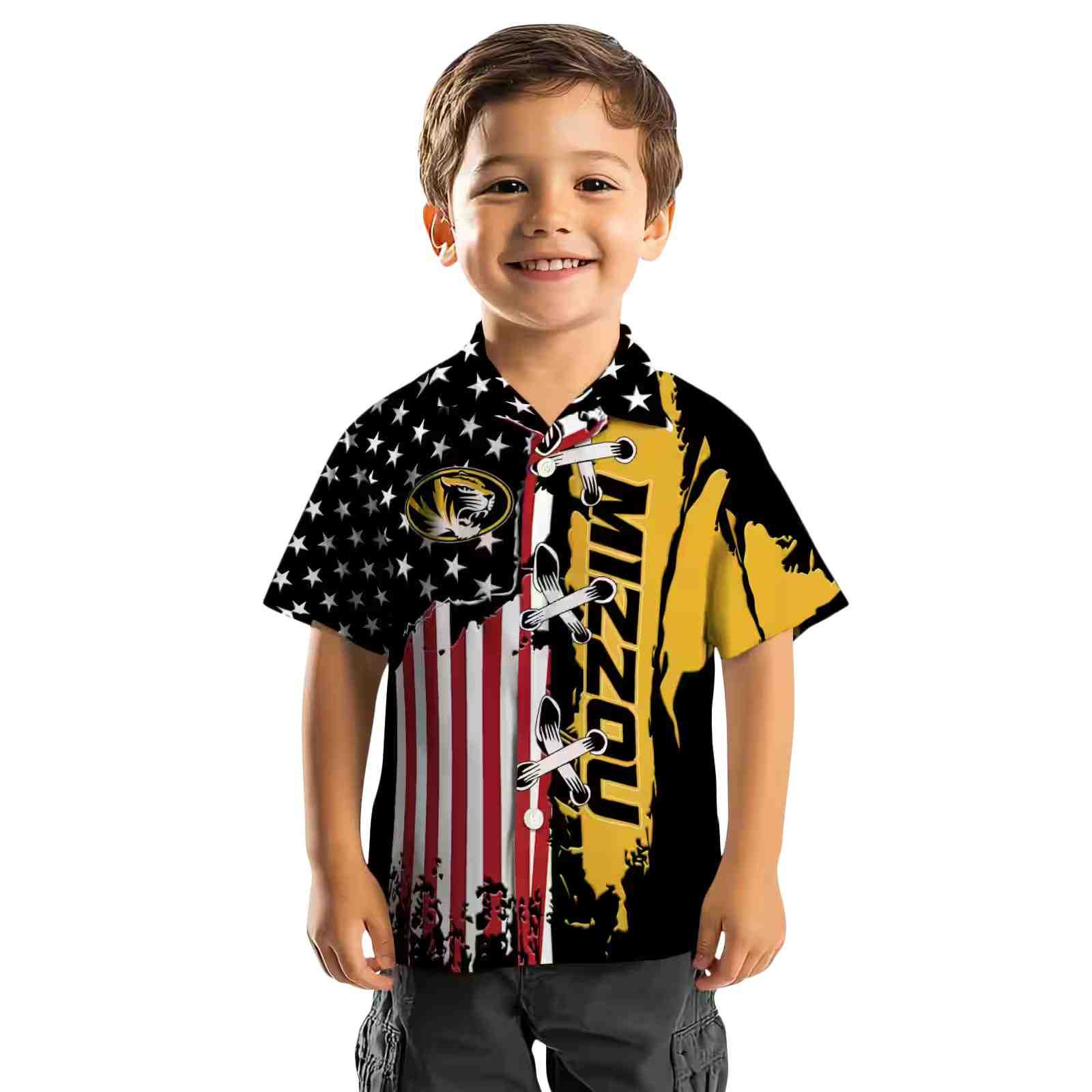 missouri tigers stitched flag black hawaiian shirt top rated