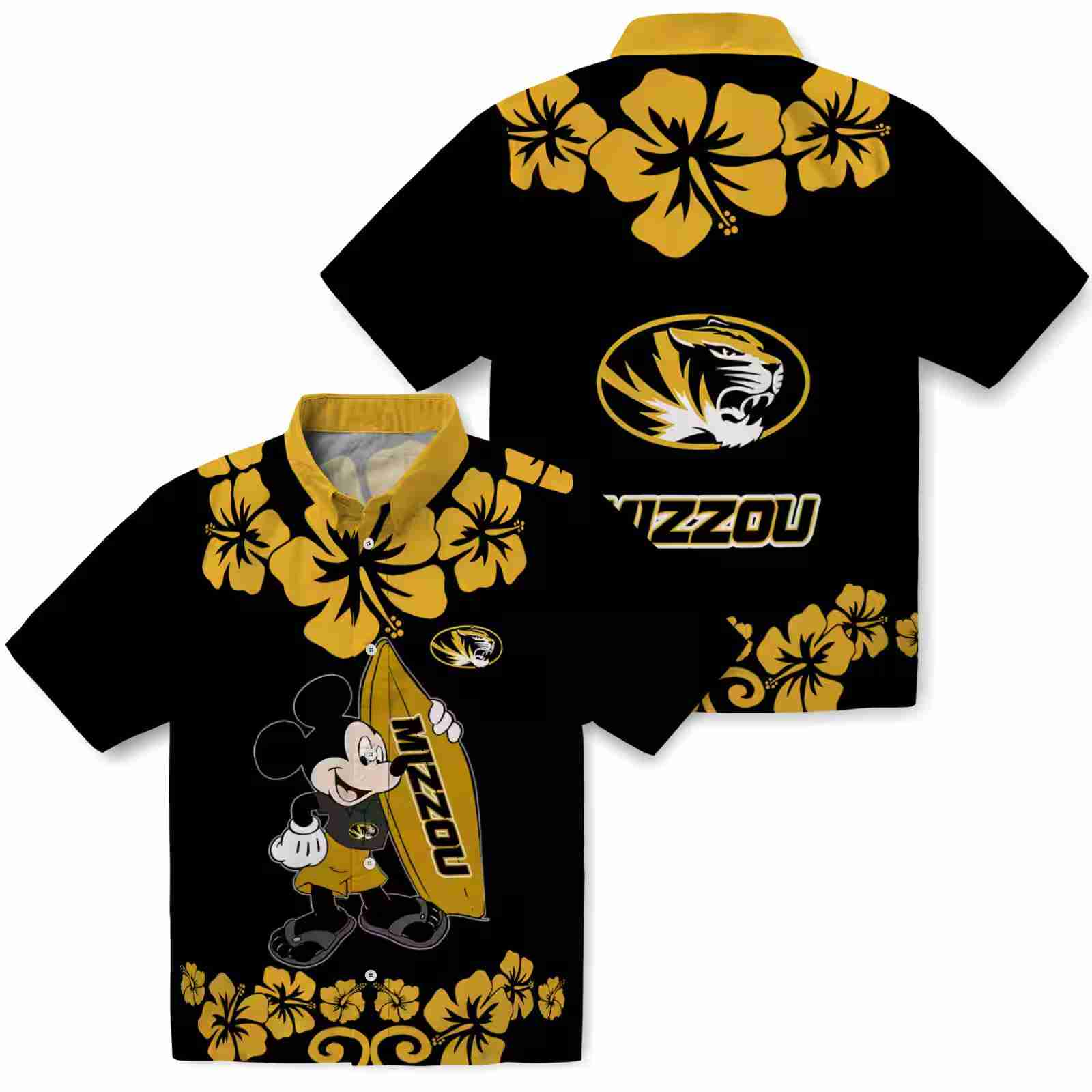 missouri tigers surfing mickey black hawaiian shirt high quality