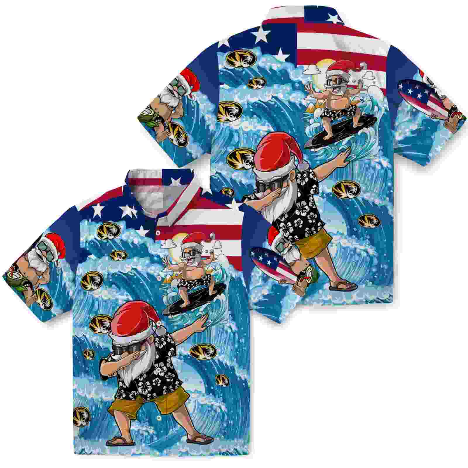 missouri tigers surfing santa blue hawaiian shirt high quality