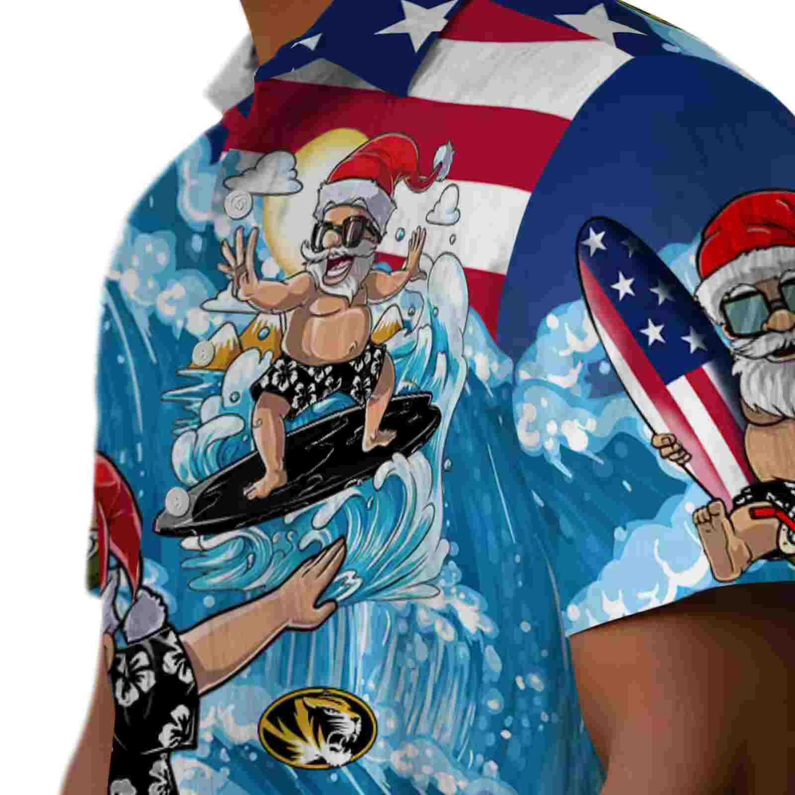 missouri tigers surfing santa blue hawaiian shirt trendy