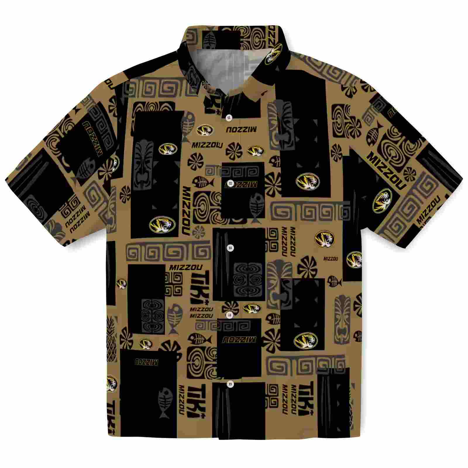 Missouri Tigers Tribal Symbols Black Hawaiian Shirt