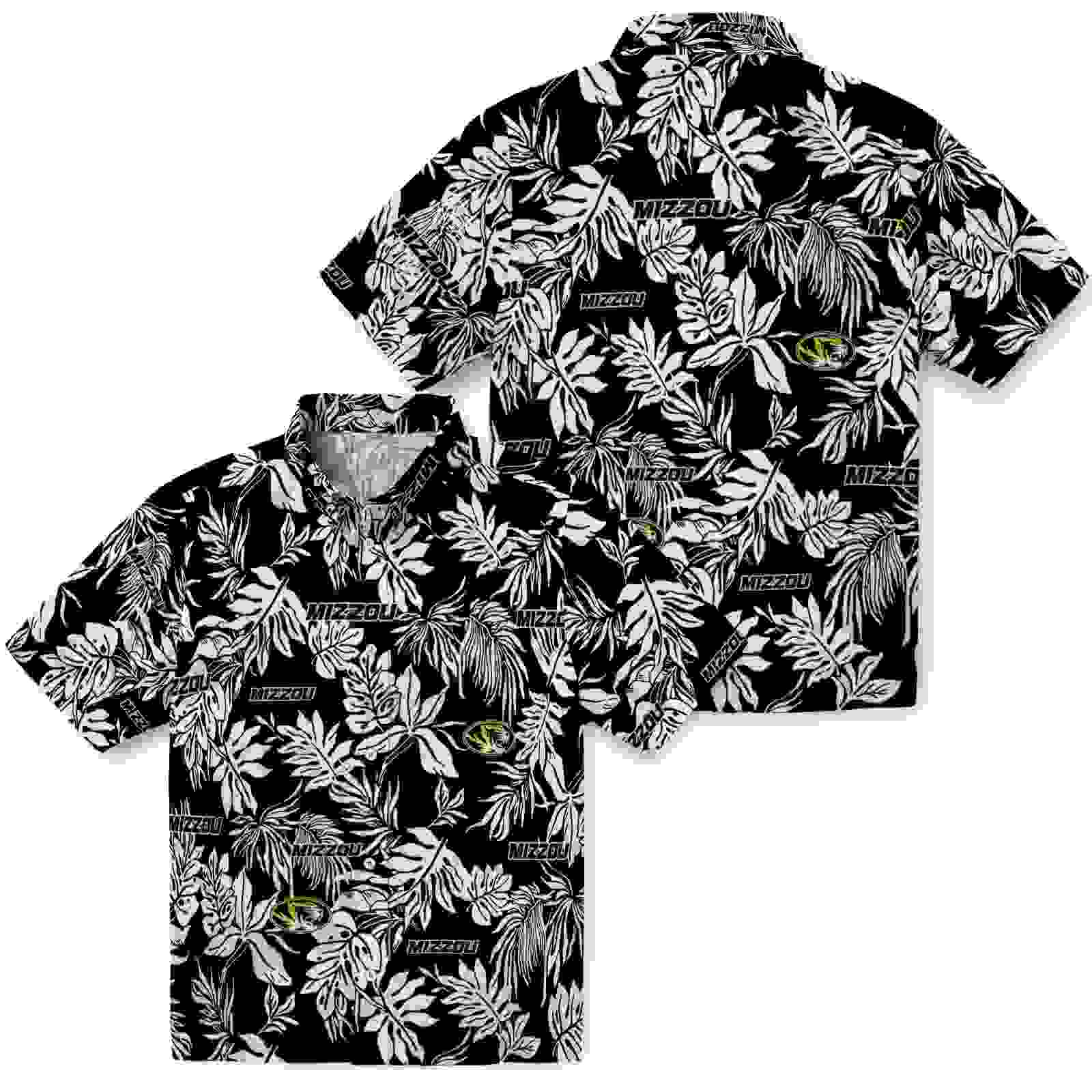 missouri tigers tropical leaf black white hawaiian shirt high quality