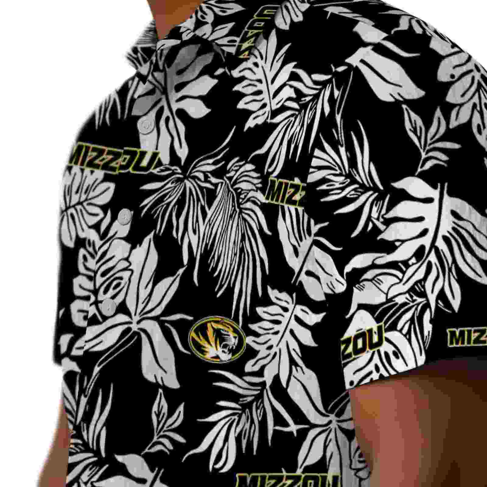 missouri tigers tropical leaf black white hawaiian shirt trendy