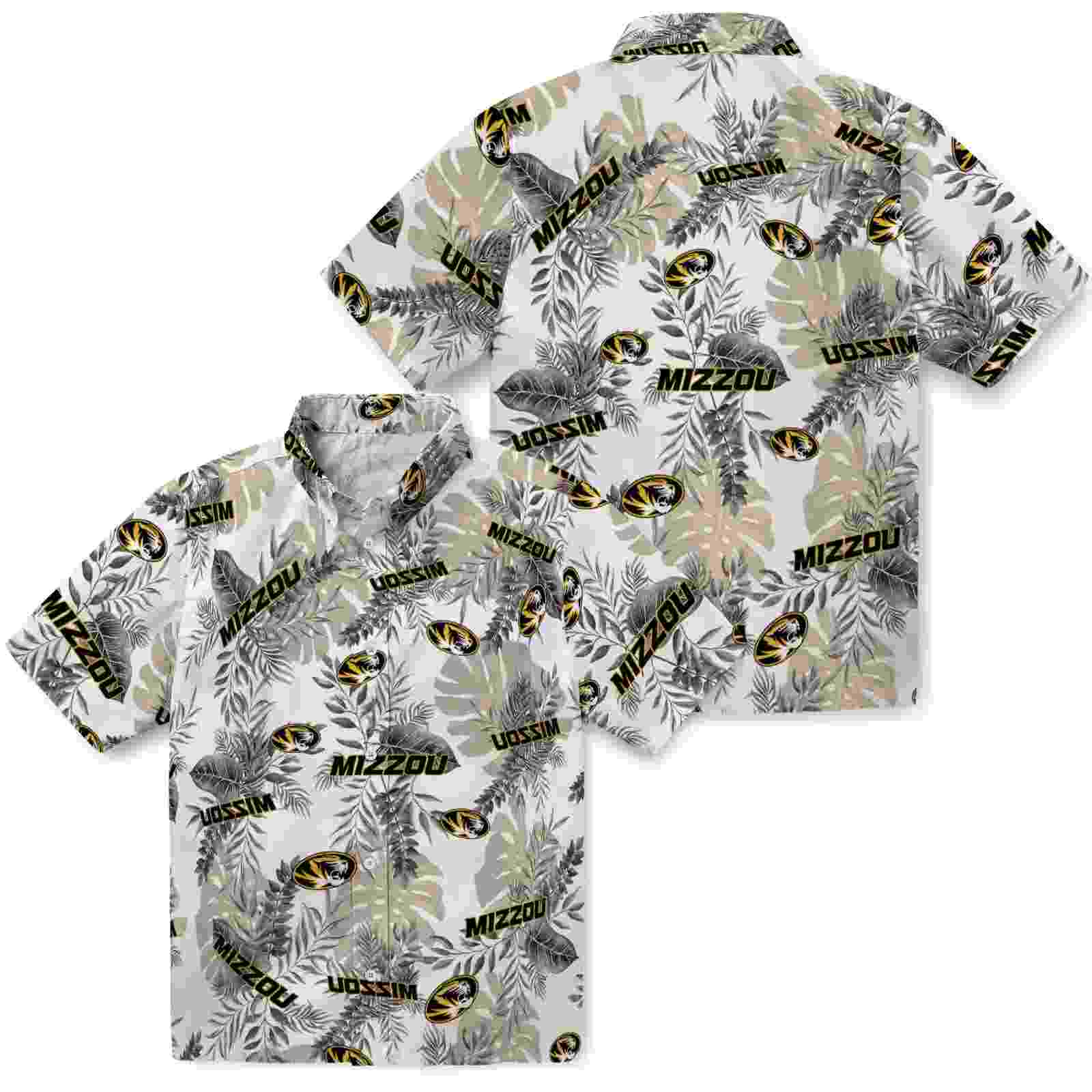 missouri tigers tropical leaves black white hawaiian shirt high quality