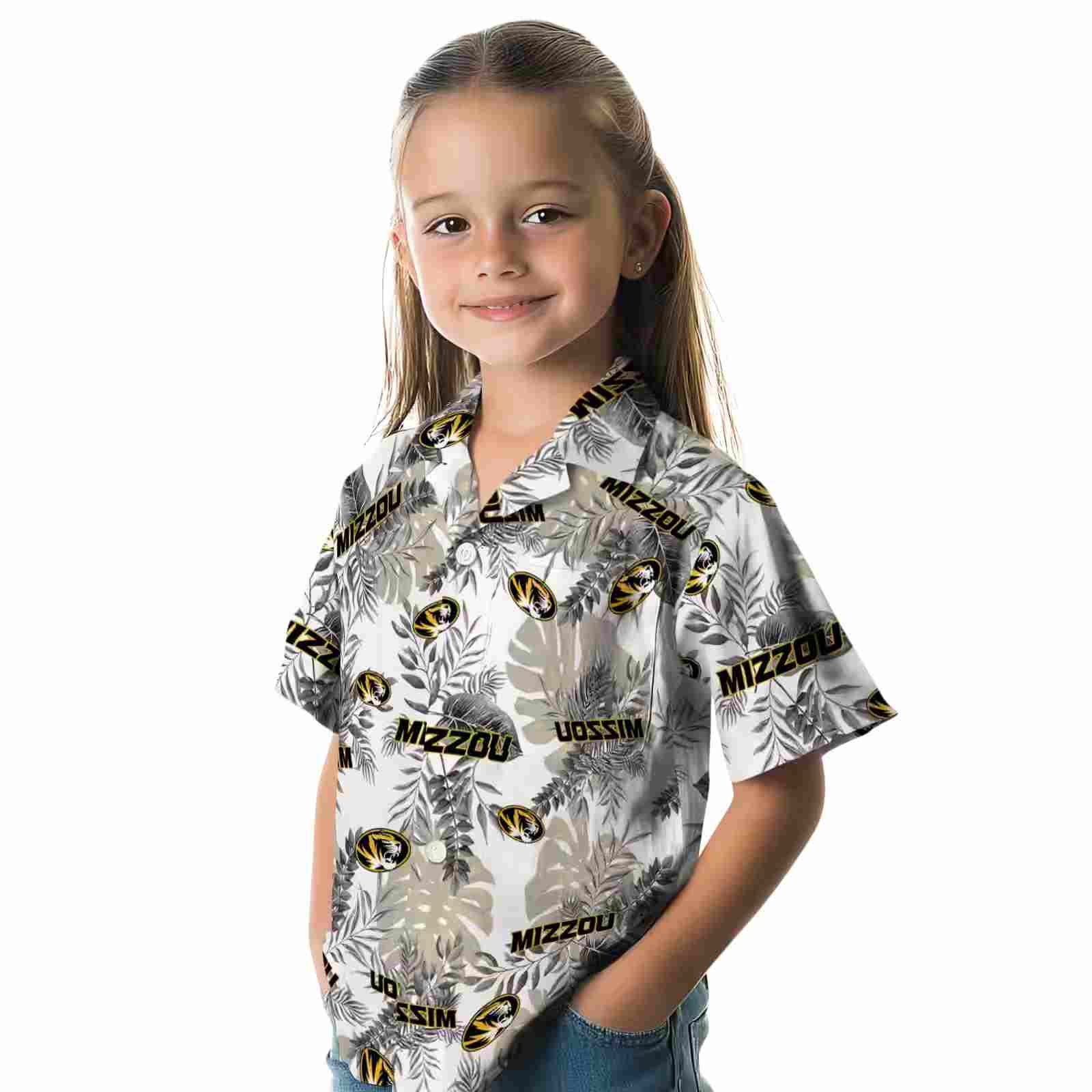 missouri tigers tropical leaves black white hawaiian shirt premium grade